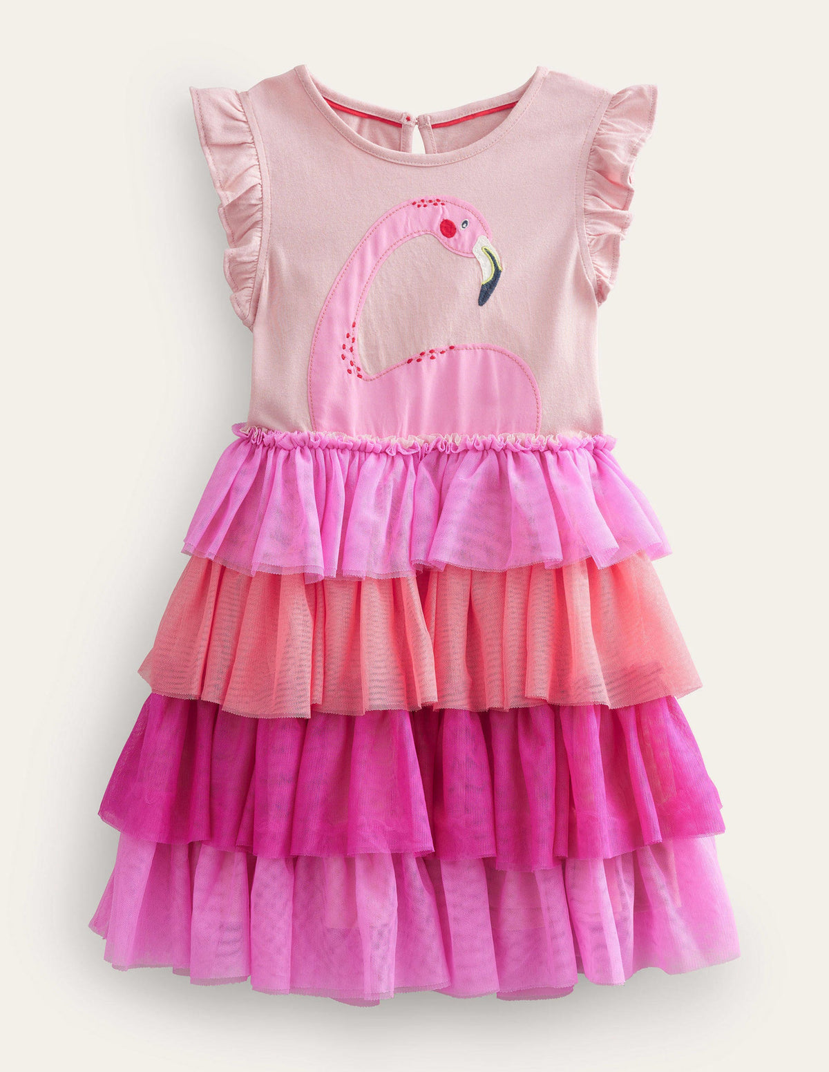 Tulle Layered Logo Dress-Peach Spring Flamingo - Image 1