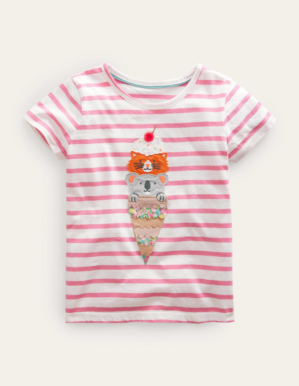 Appliqué T-Shirt-Azalea Pink/Ivory Icecream-1