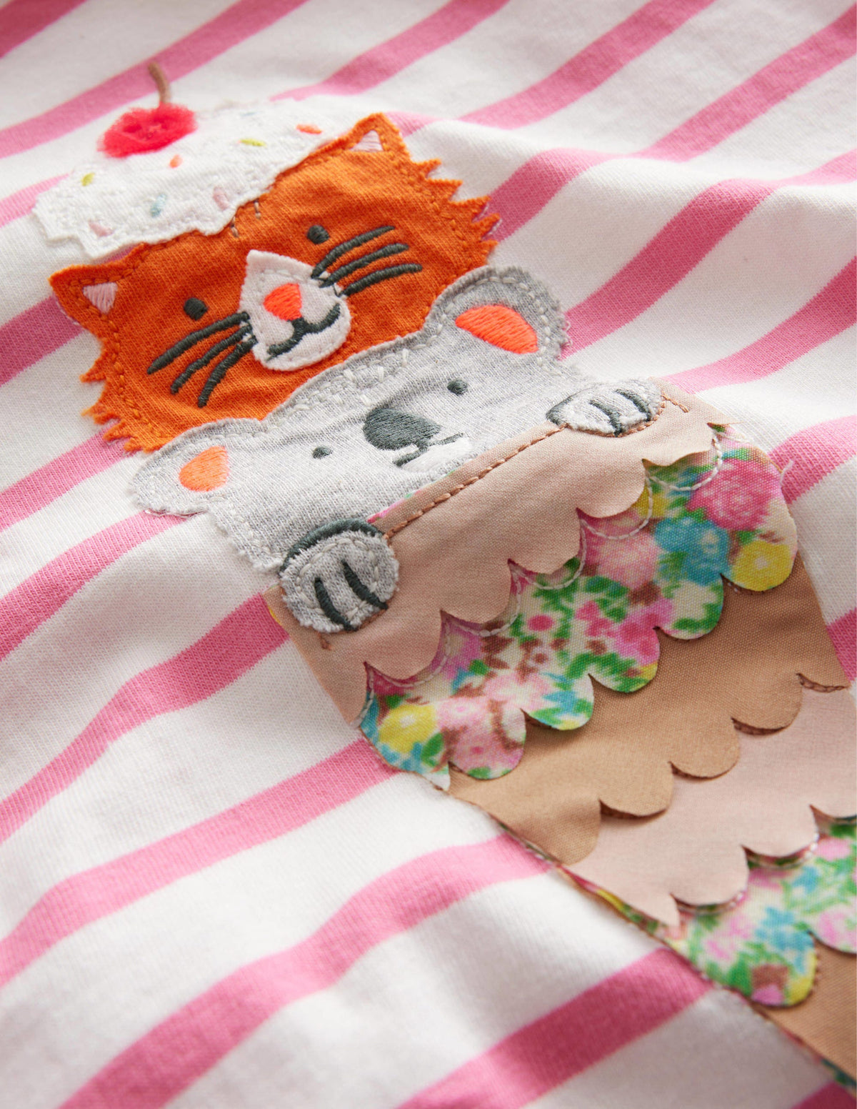 Appliqué T-Shirt-Azalea Pink/Ivory Icecream - Image 3