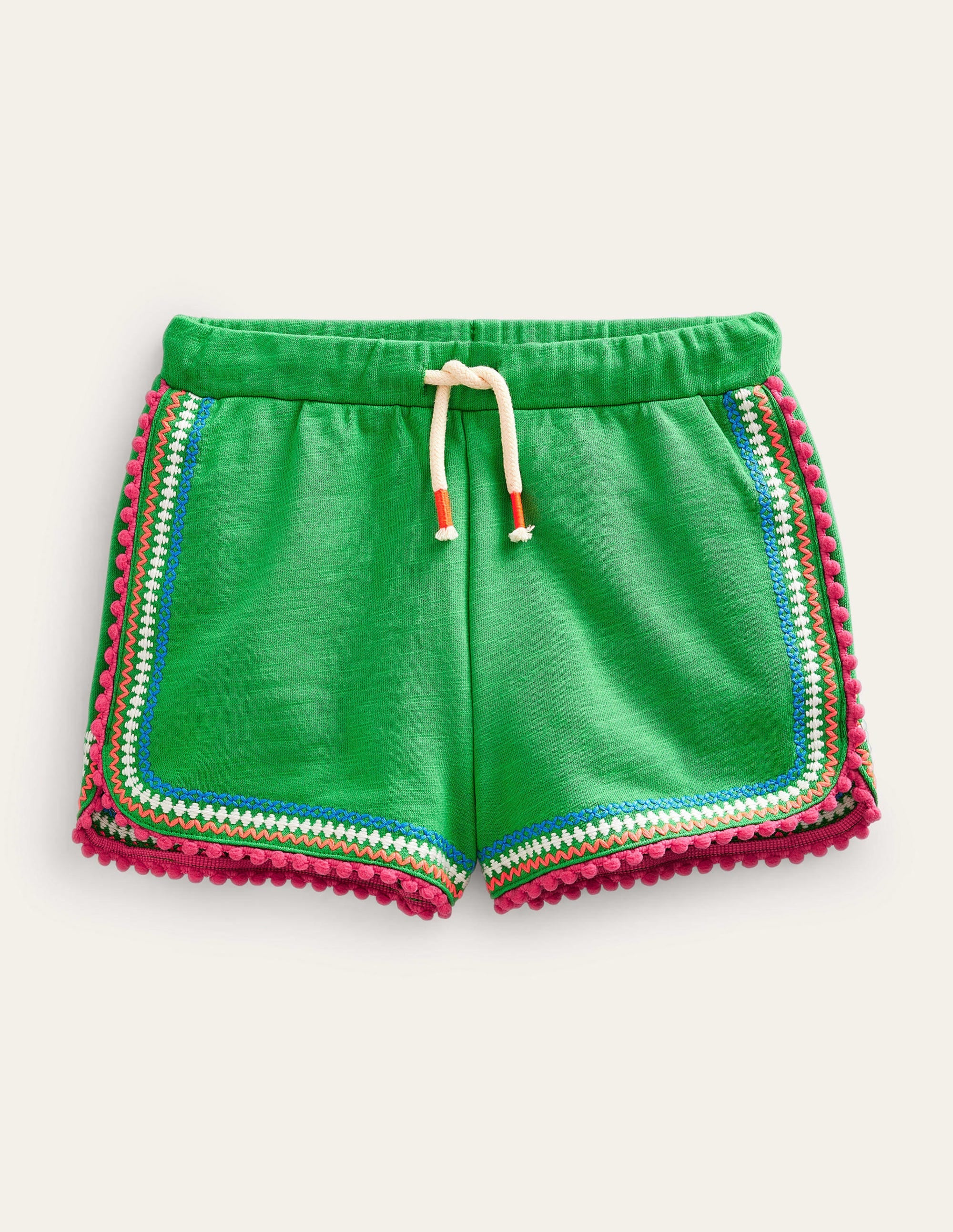 Pom Trim Jersey Shorts-Bright Green - Image 1