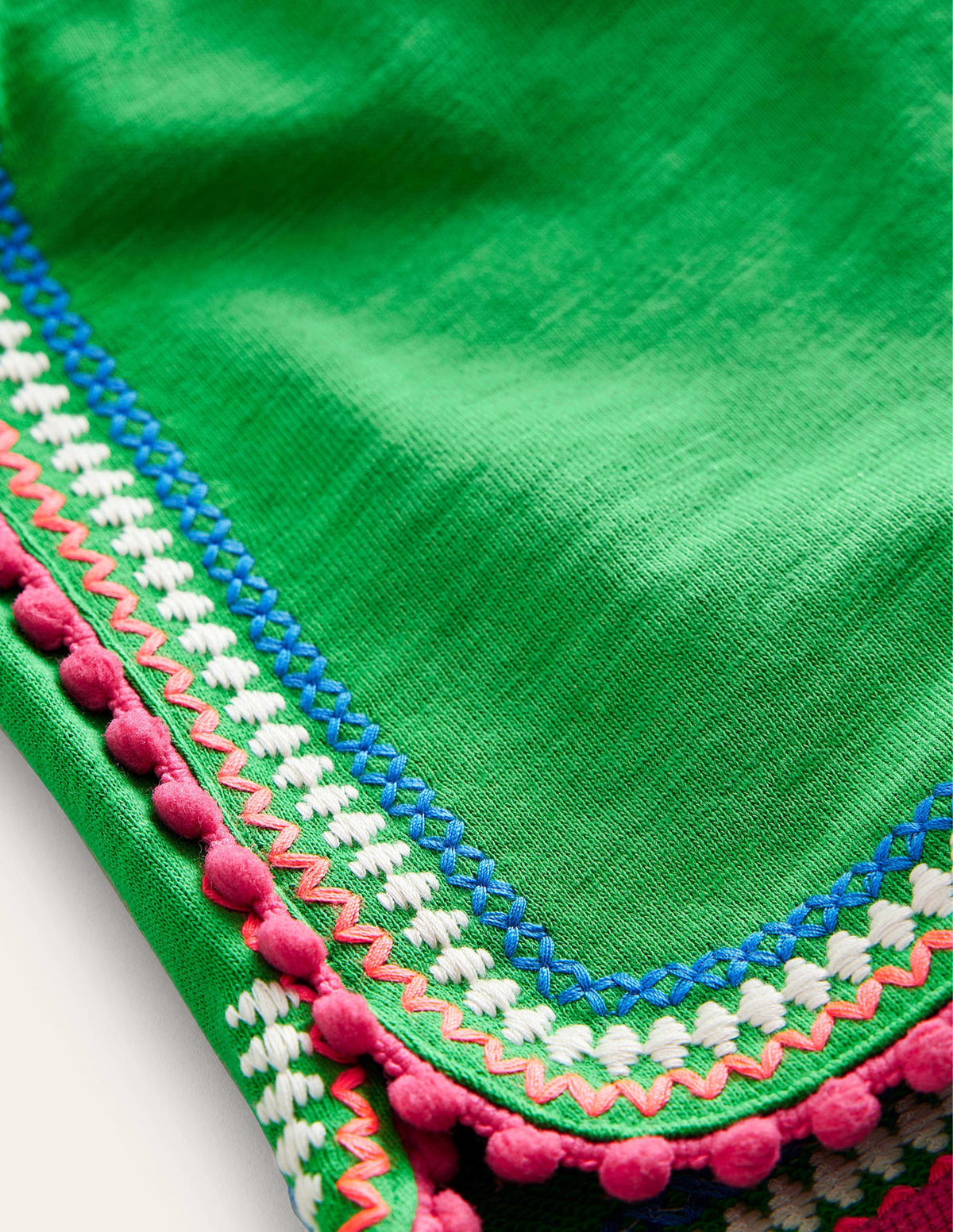 Pom Trim Jersey Shorts-Bright Green-3