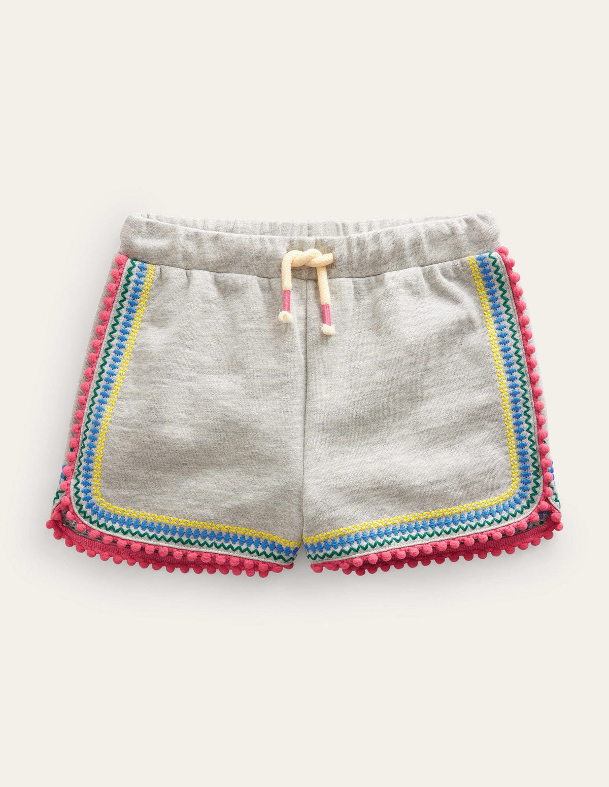Pom Trim Jersey Shorts-Grey Marl-1