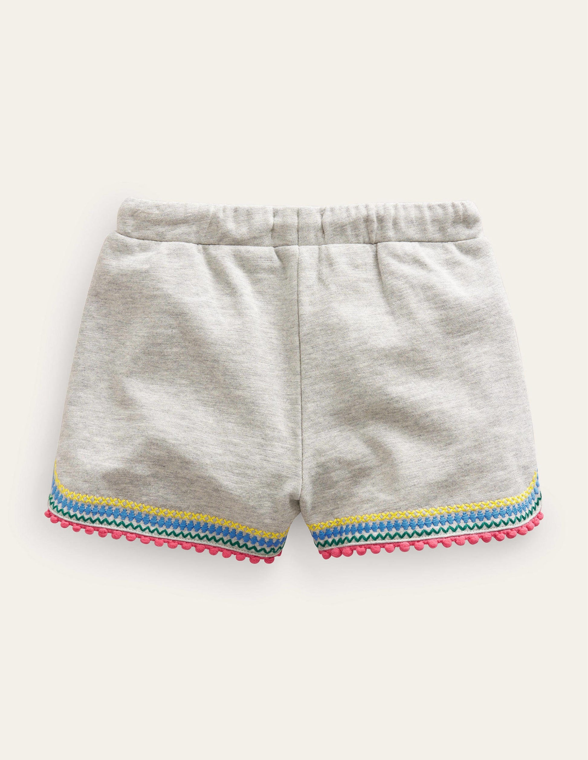 Pom Trim Jersey Shorts-Grey Marl-2