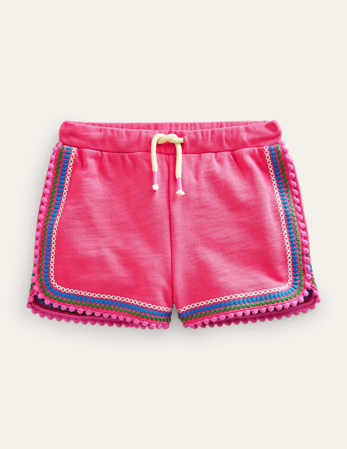 Pom Trim Jersey Shorts-Lollipop Pink-1