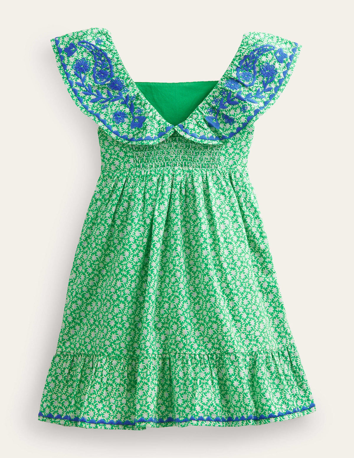 Embroidered Pinafore Dress-Bright Green Spring - Image 2