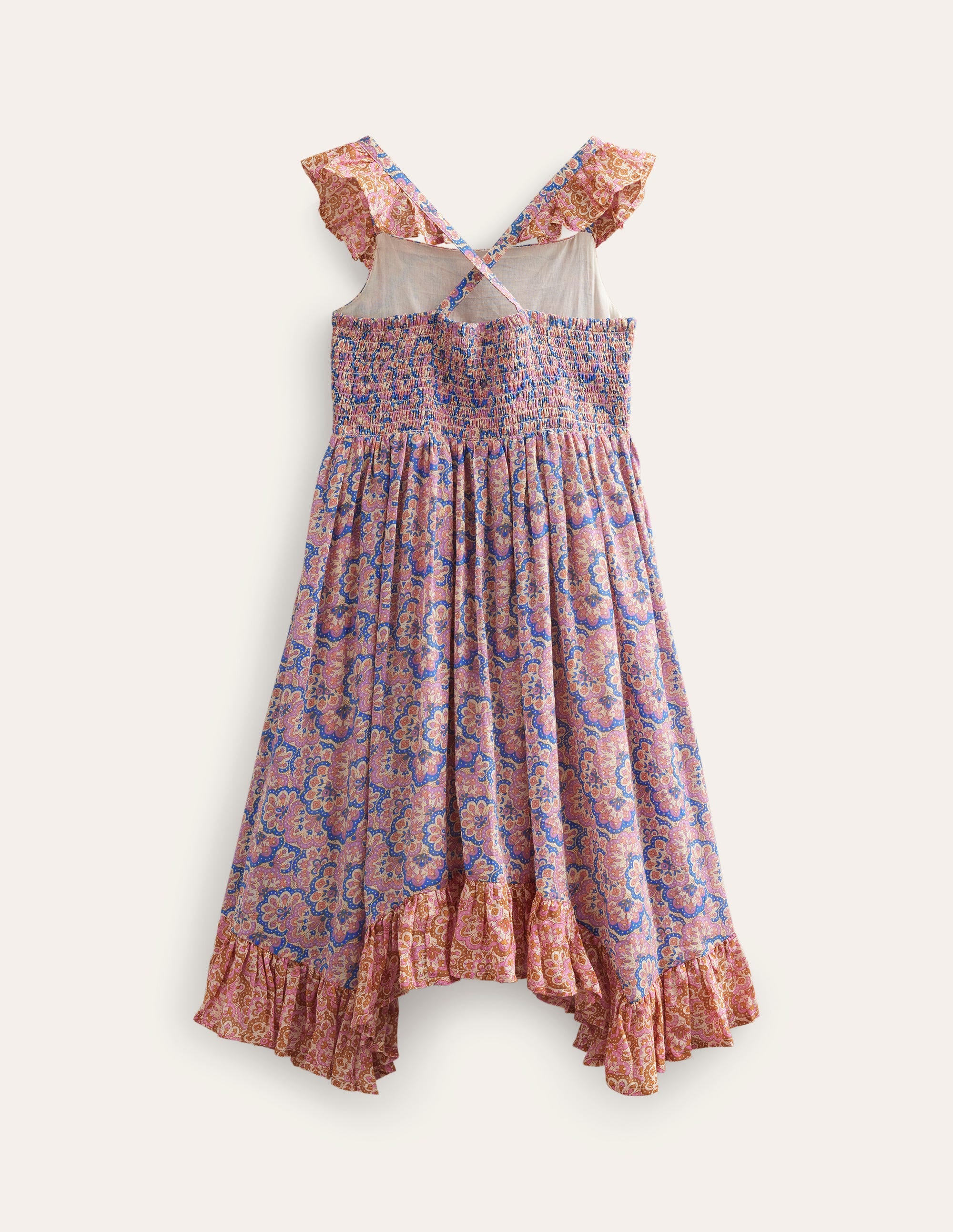 Handkerchief Hem Dress-Lupin and Peach Paisley - Image 2