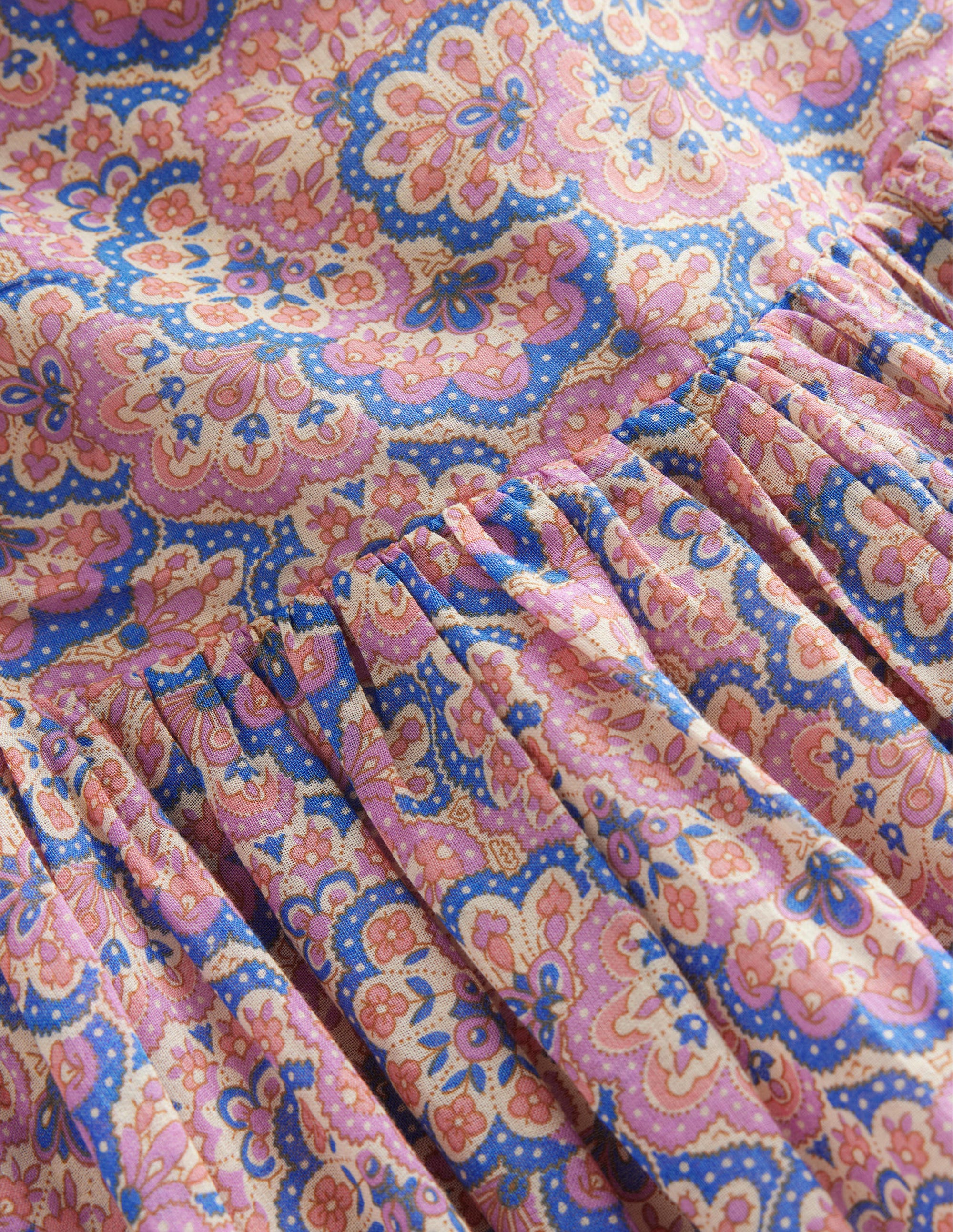 Handkerchief Hem Dress-Lupin and Peach Paisley - Image 3