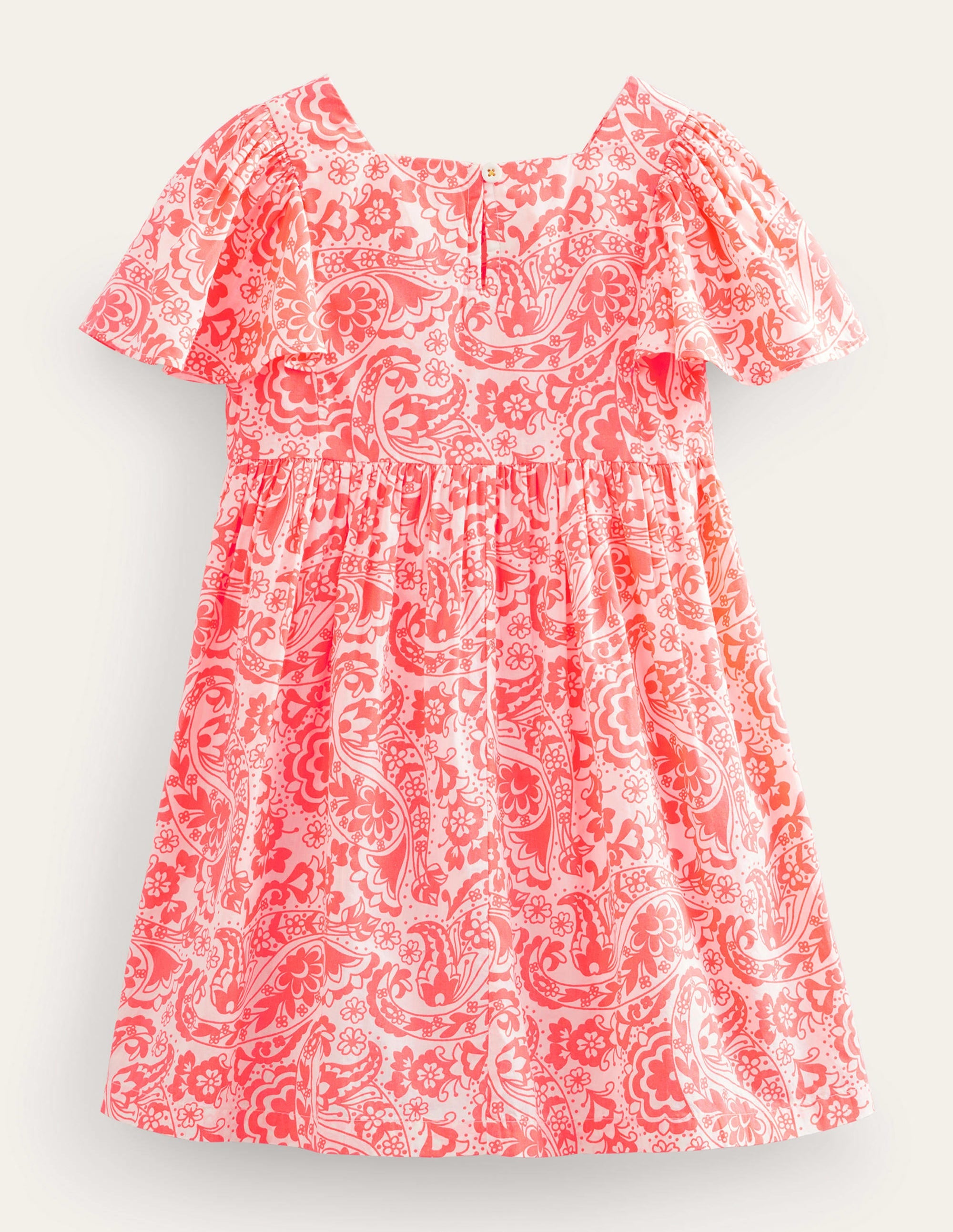 Flutter-Sleeve Printed Dress-Watermelon Punch Paisley - Image 2