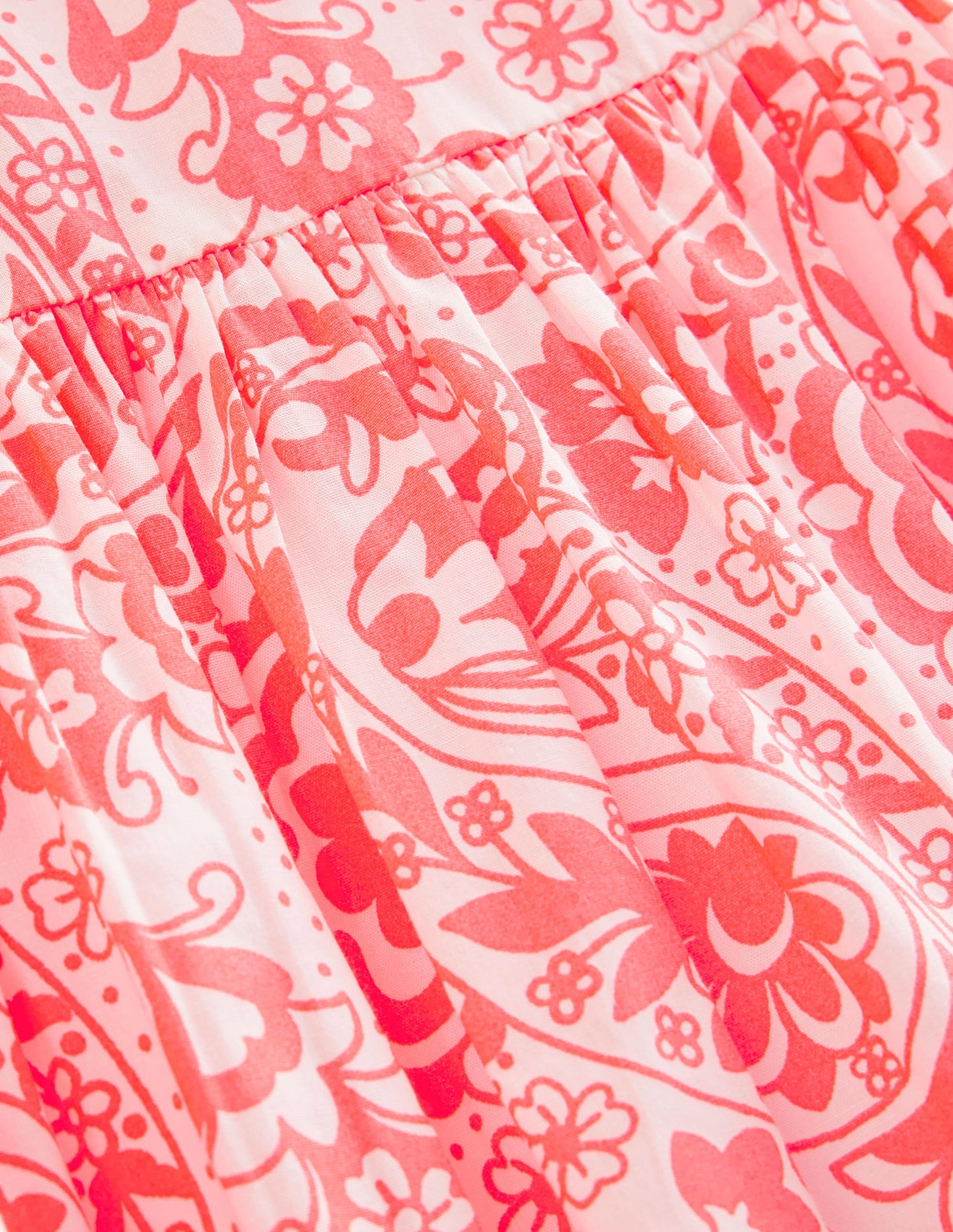 Flutter-Sleeve Printed Dress-Watermelon Punch Paisley - Image 3