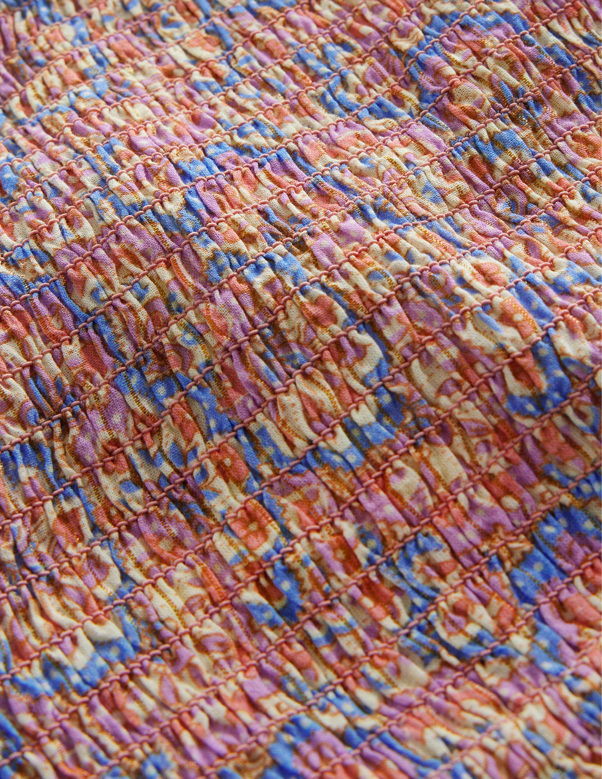 Co-ord Shirred Blouse-Lupin and Peach Paisley - Image 3