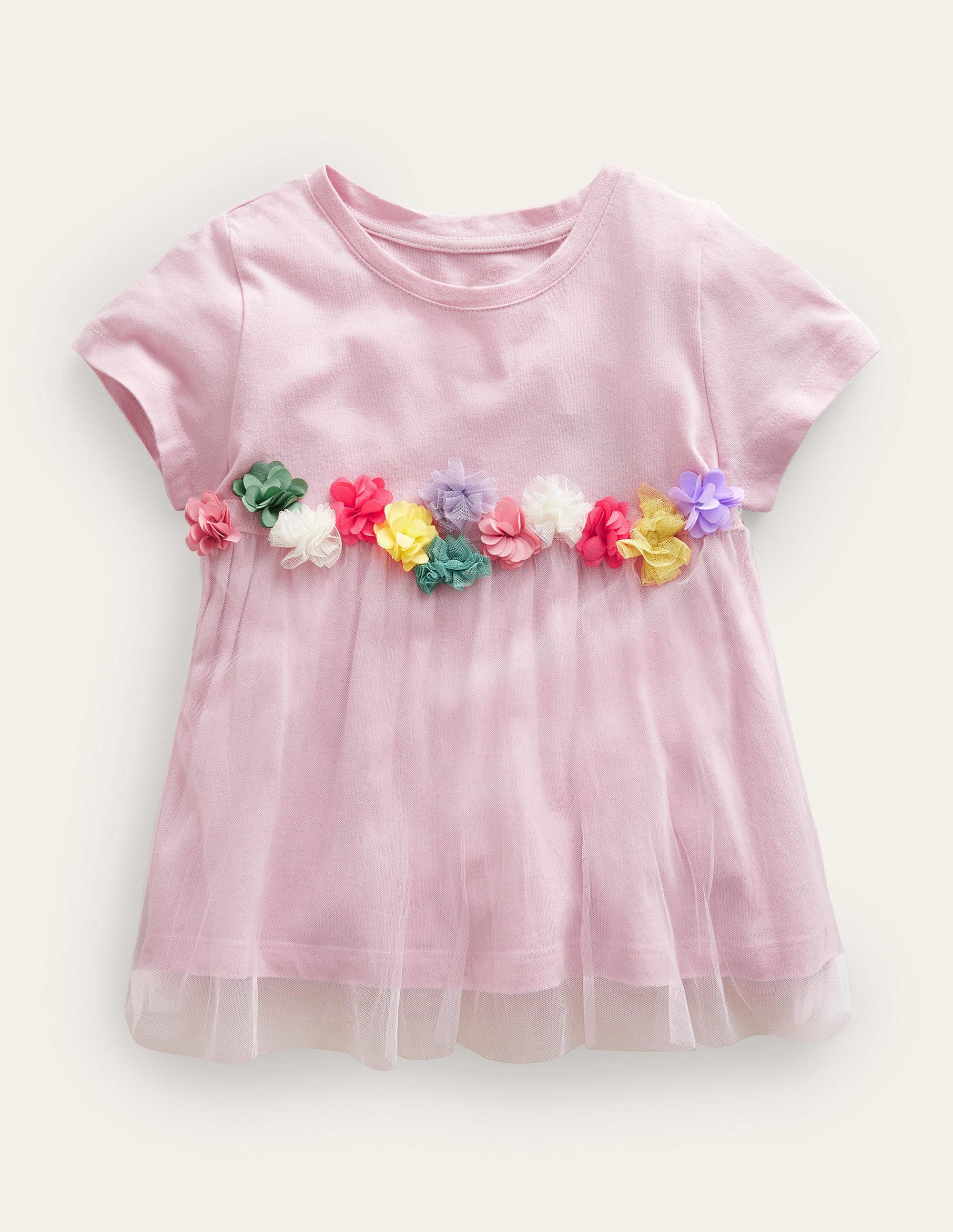 Tulle Flutter Appliqué T-shirt-French Pink - Image 1
