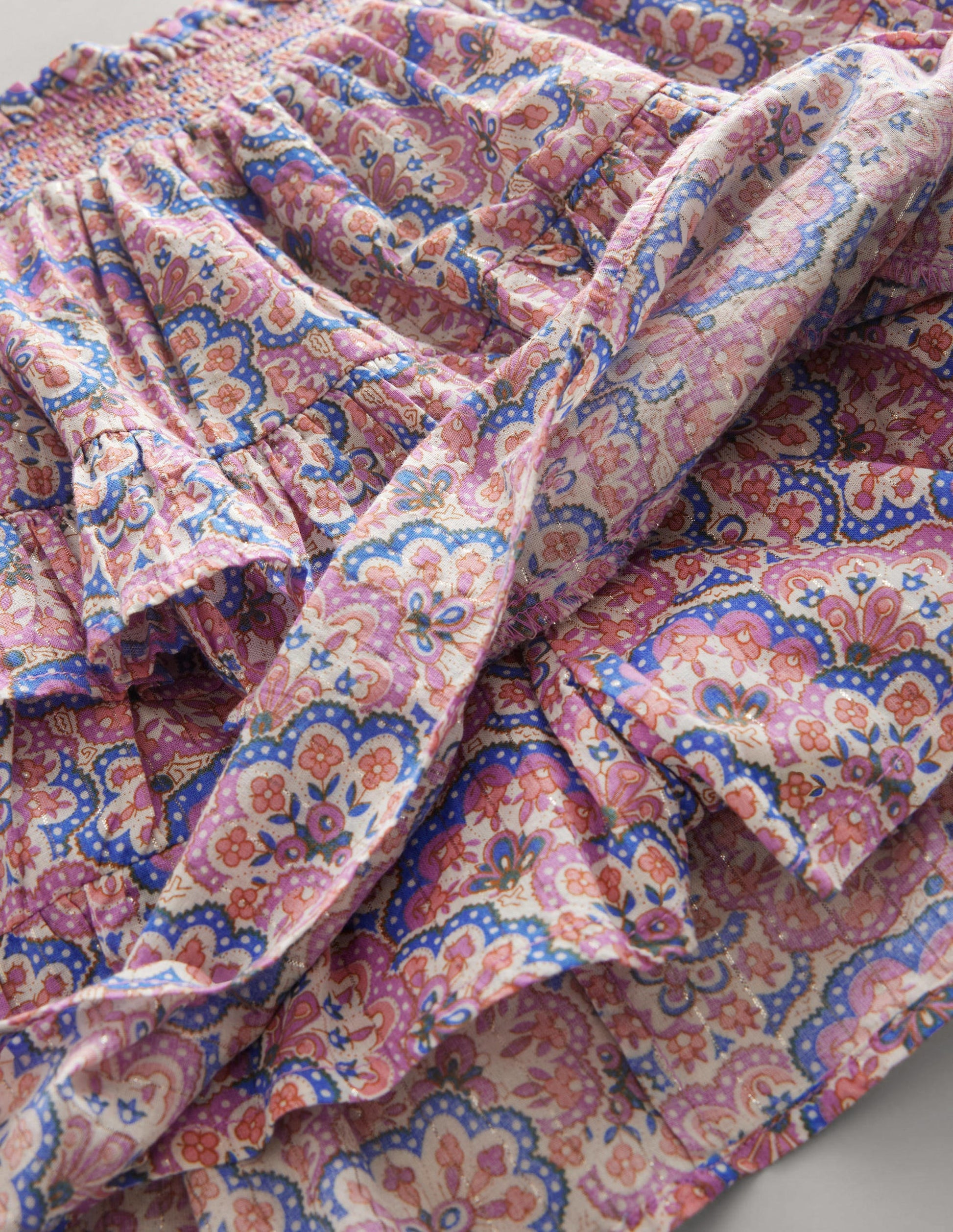 Ruffle Mini Skort-Lupin and Peach Paisley-3