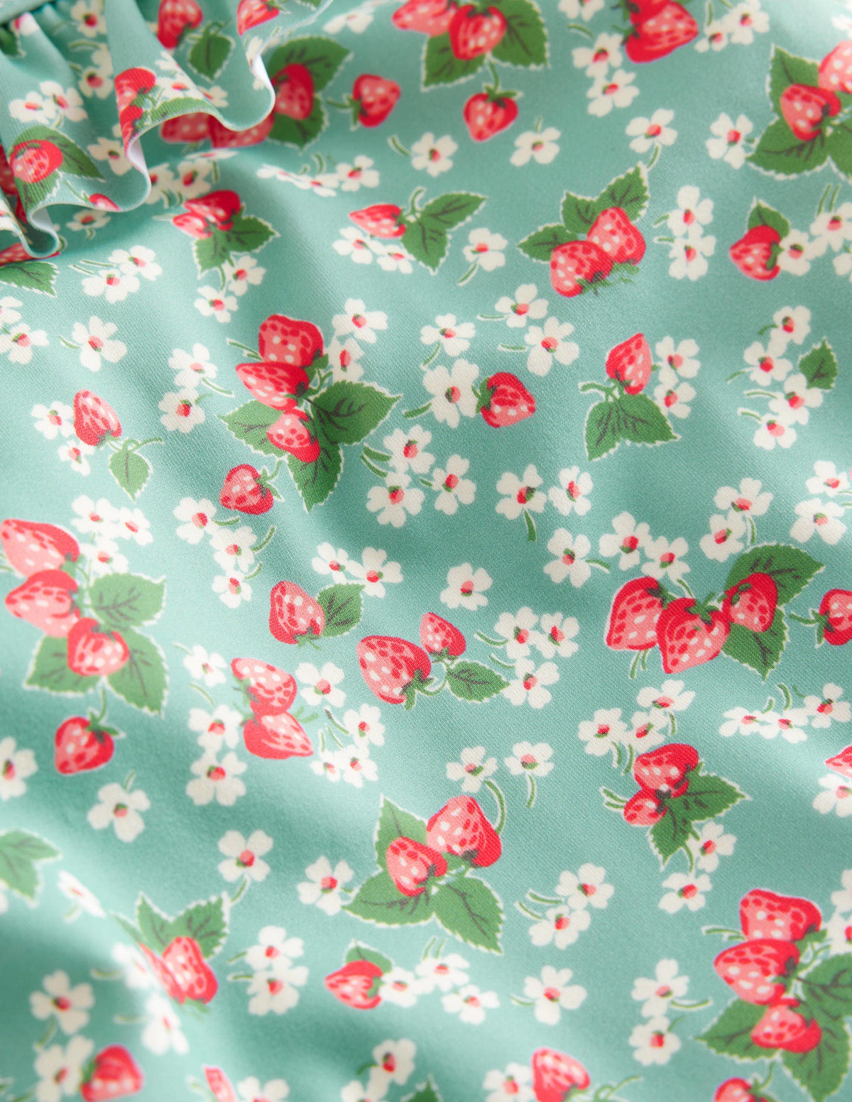 Tie Back Frilly Swimsuit-Aqua Sea Strawberry Ditsy - Image 3