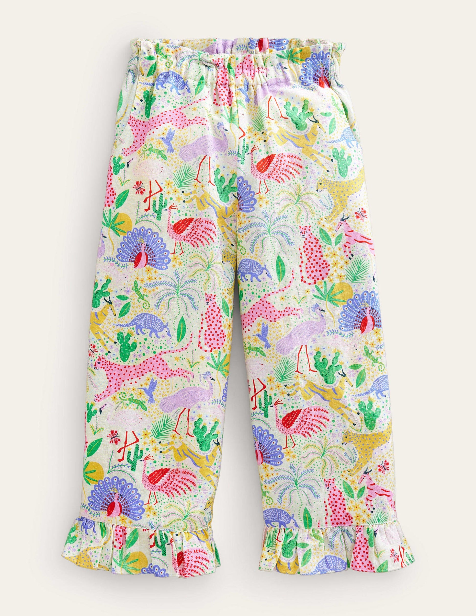 Frill Cuff Wide Leg Pants-Multi Desert-1