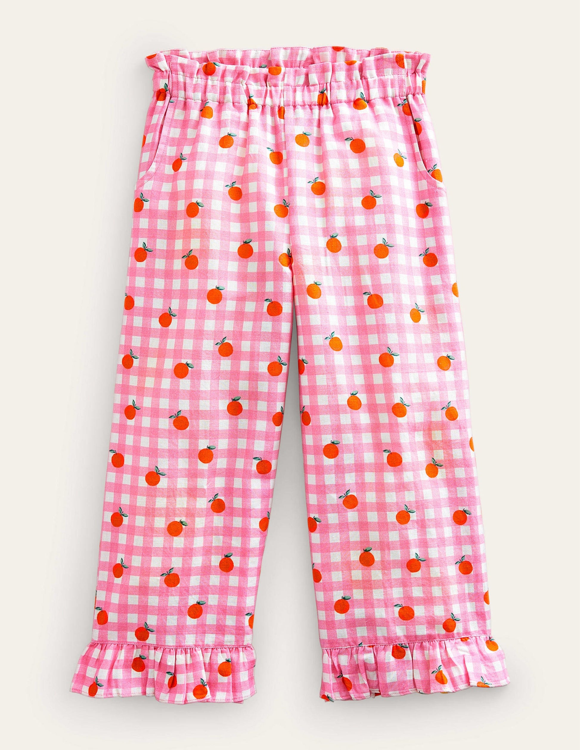 Frill Cuff Wide Leg Pants-Azalea and Vanilla Oranges-1