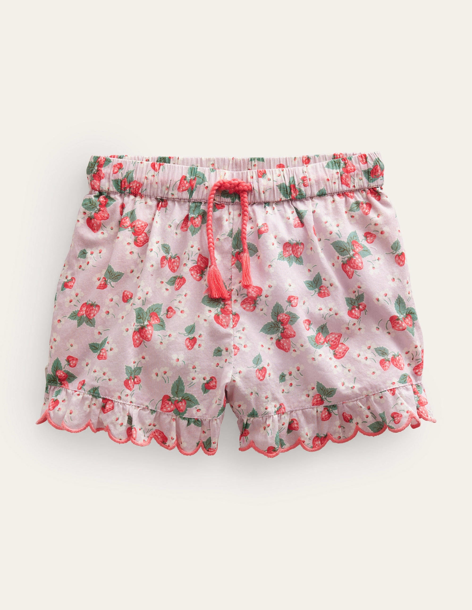Scalloped-Hem Shorts-French Pink Strawberry - Image 1