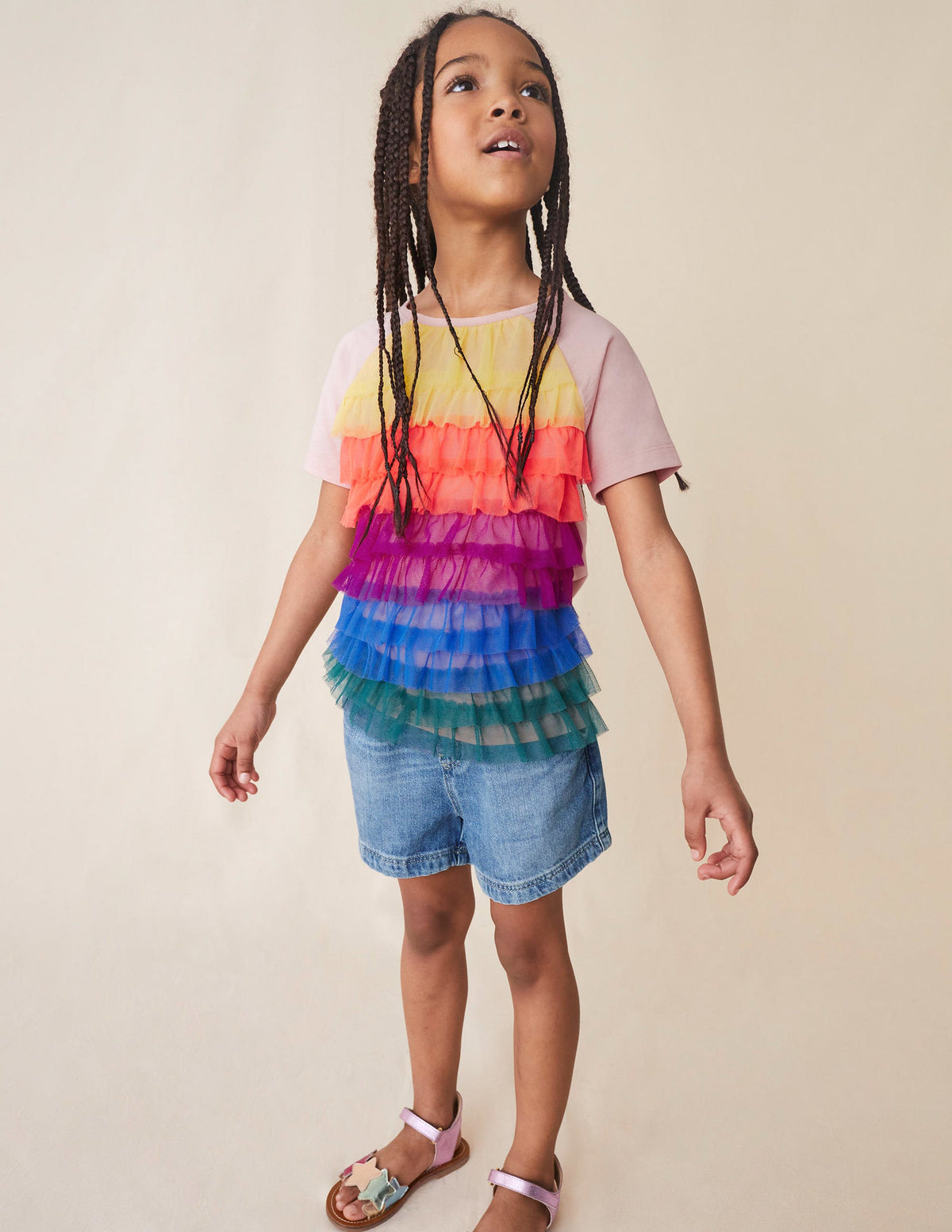 Ruffle Tulle Top-Multi-5