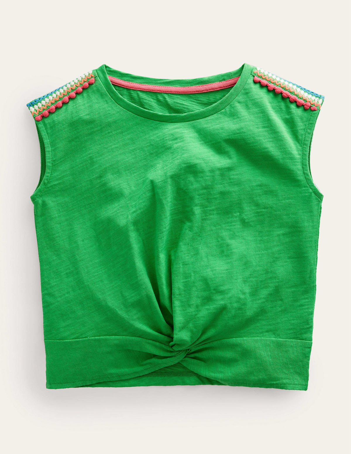 Gathered Front Tee-Bright Green-1