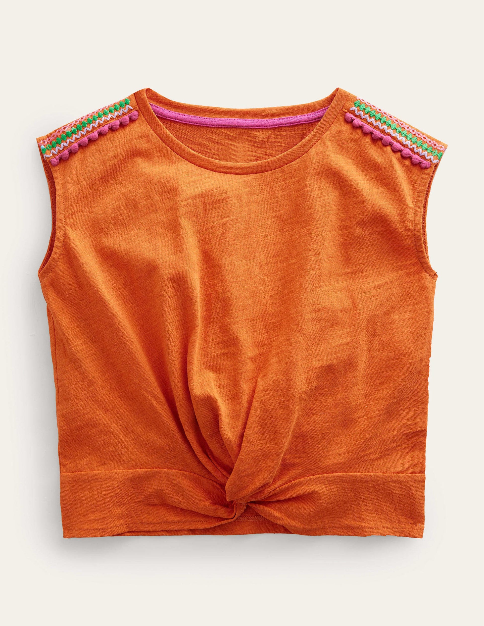 Gathered Front Tee-Kumquat Marl-1
