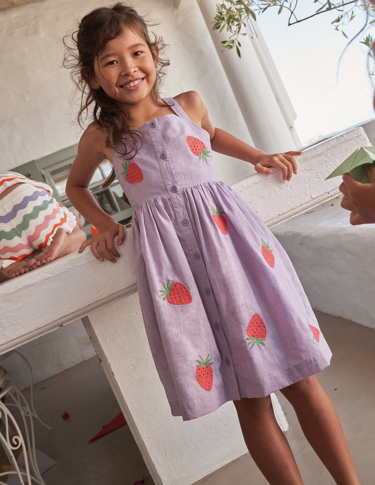 Button Through Pinafore Dress-Misty Lavender-4