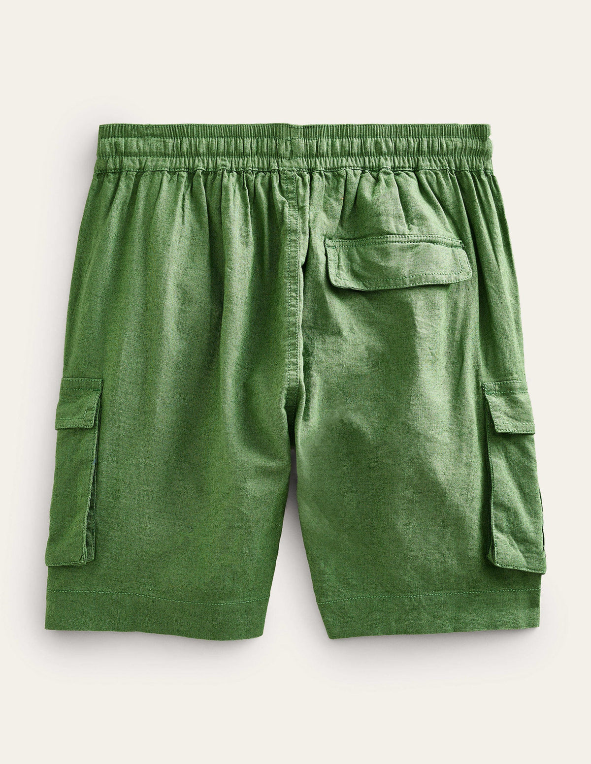 Linen Cotton Cargo Shorts-Khaki Green-2