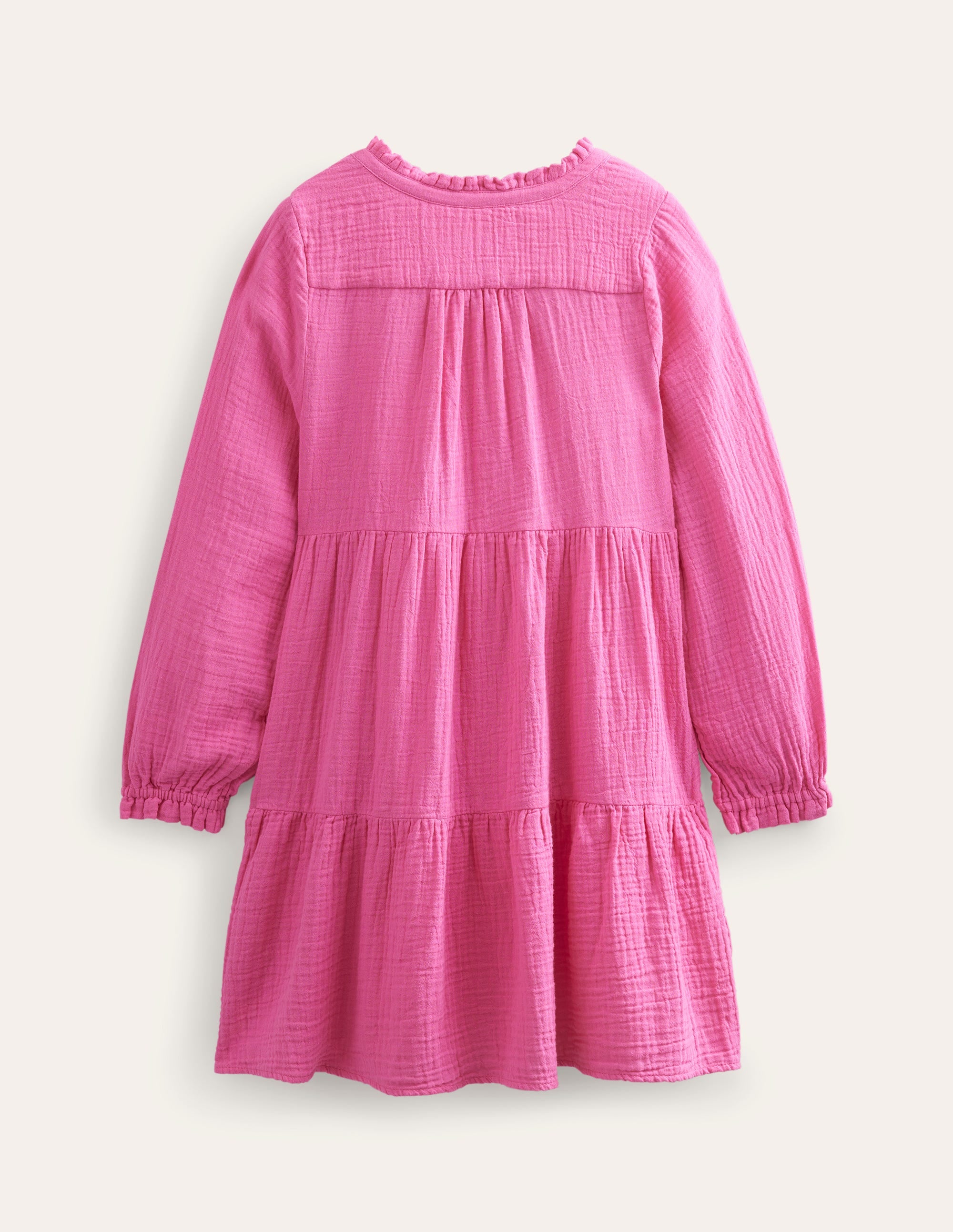 Double Cloth Tiered Dress-Festival Pink - Image 2