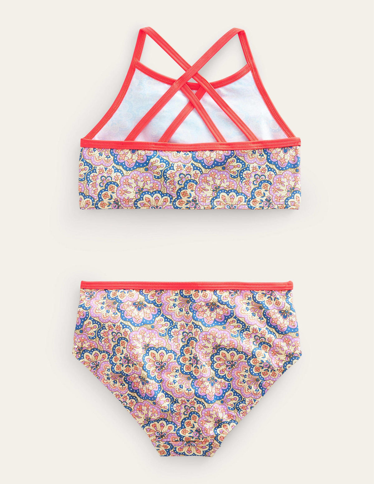 High Neck Bikini-Lupin and Peach Paisley - Image 2