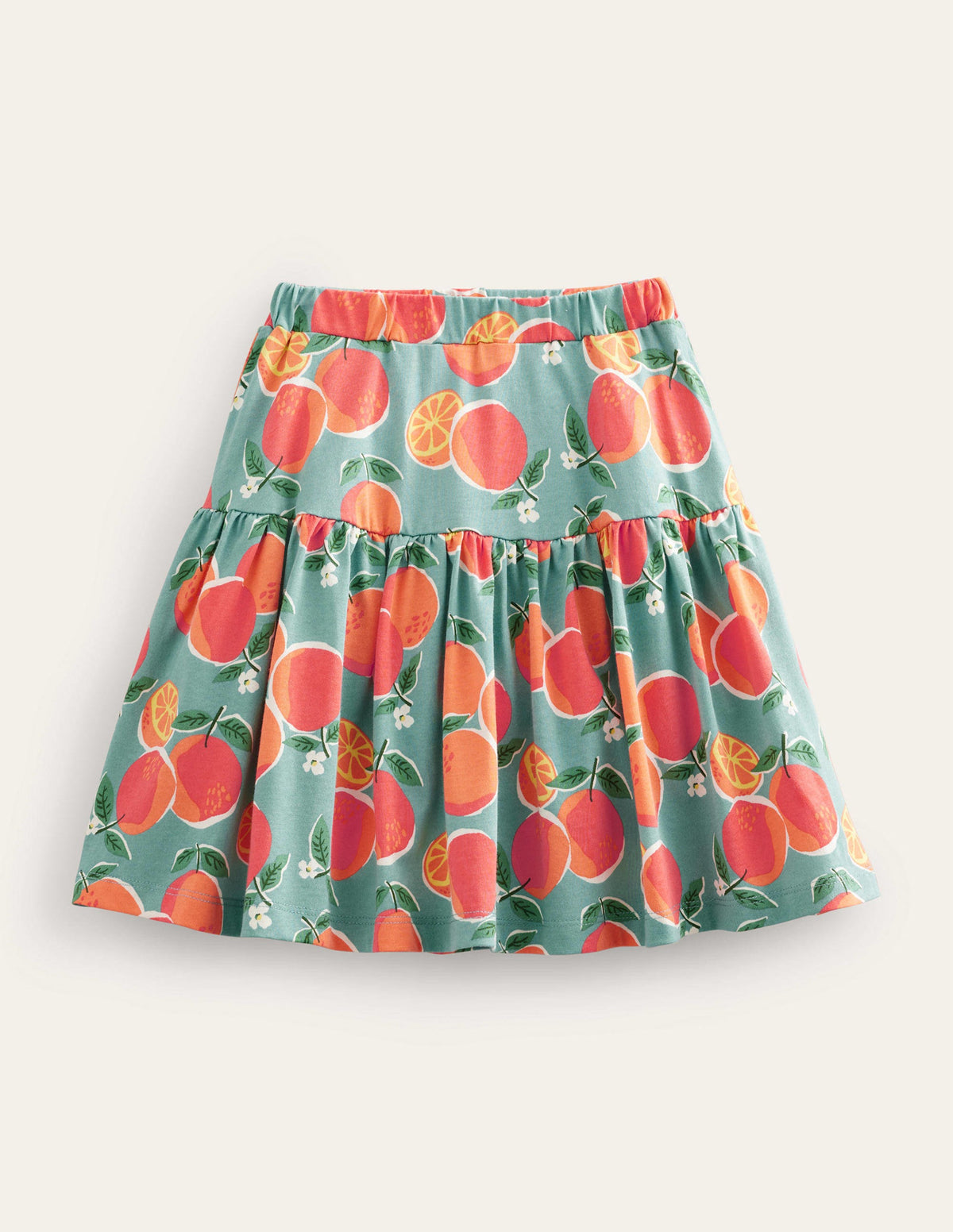 Tiered Jersey Skort-Aqua Blue Oranges - Image 1