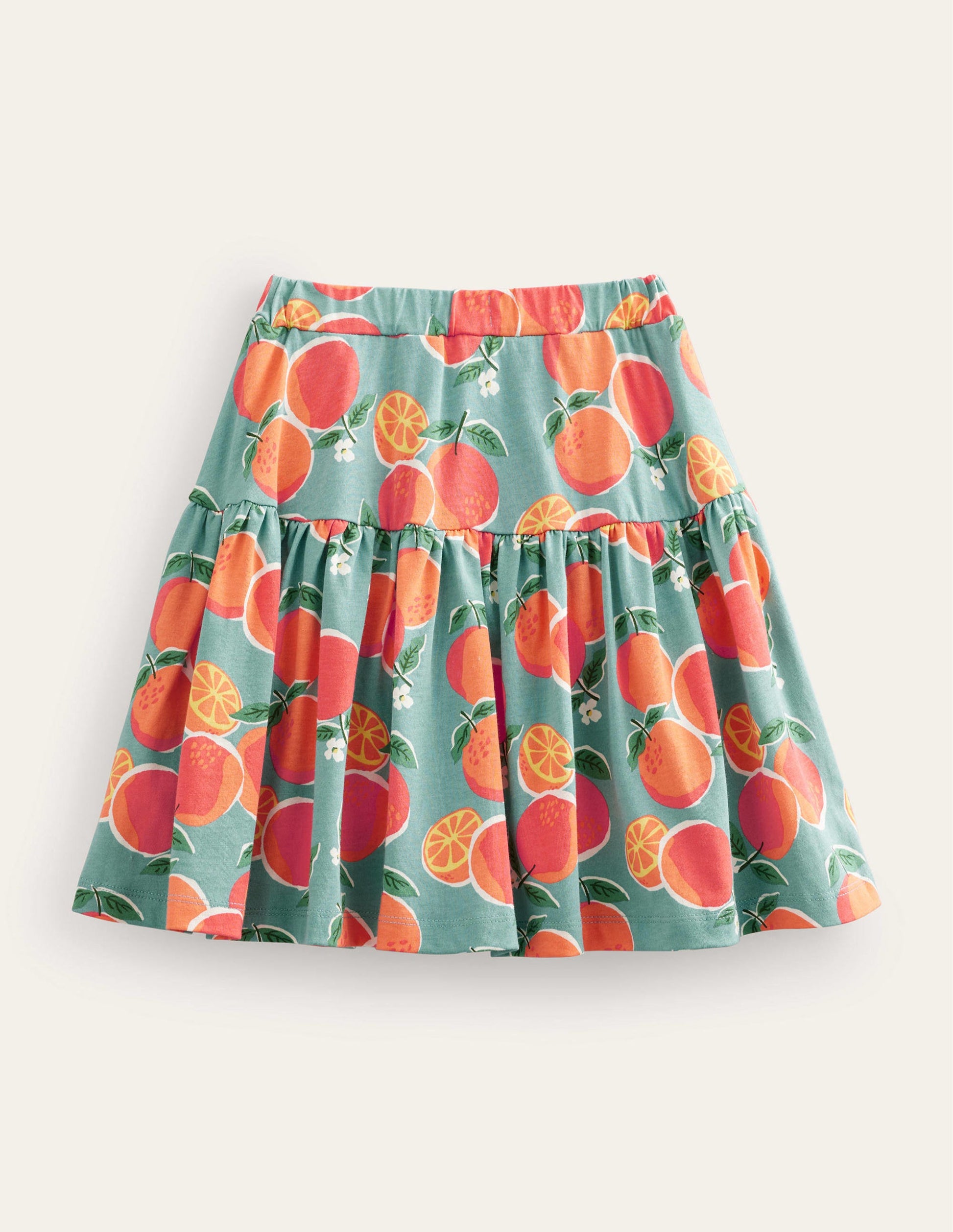 Tiered Jersey Skort-Aqua Blue Oranges-2