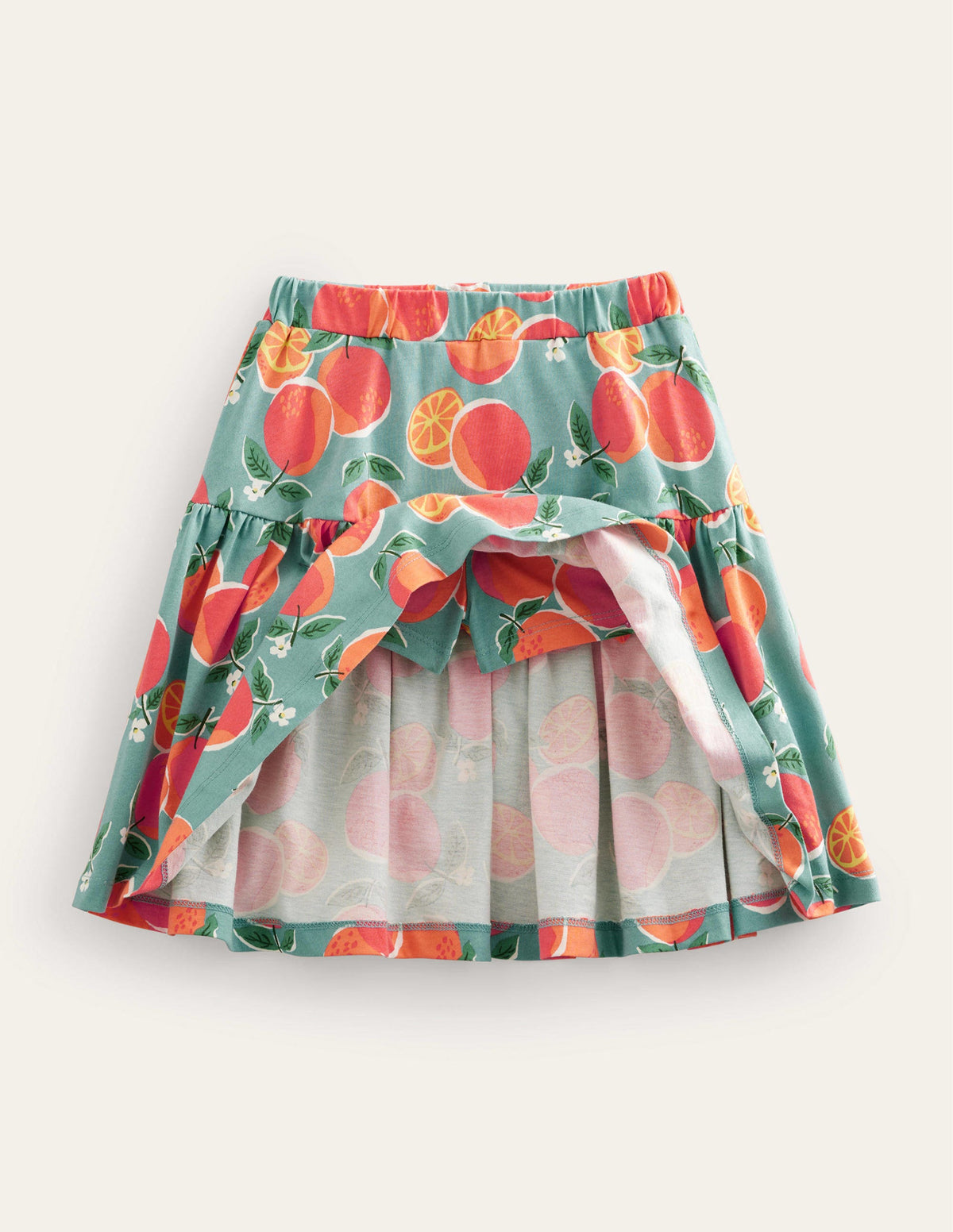 Tiered Jersey Skort-Aqua Blue Oranges - Image 4