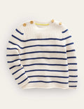 Nautical Sweater-Ecru Marl Stripe