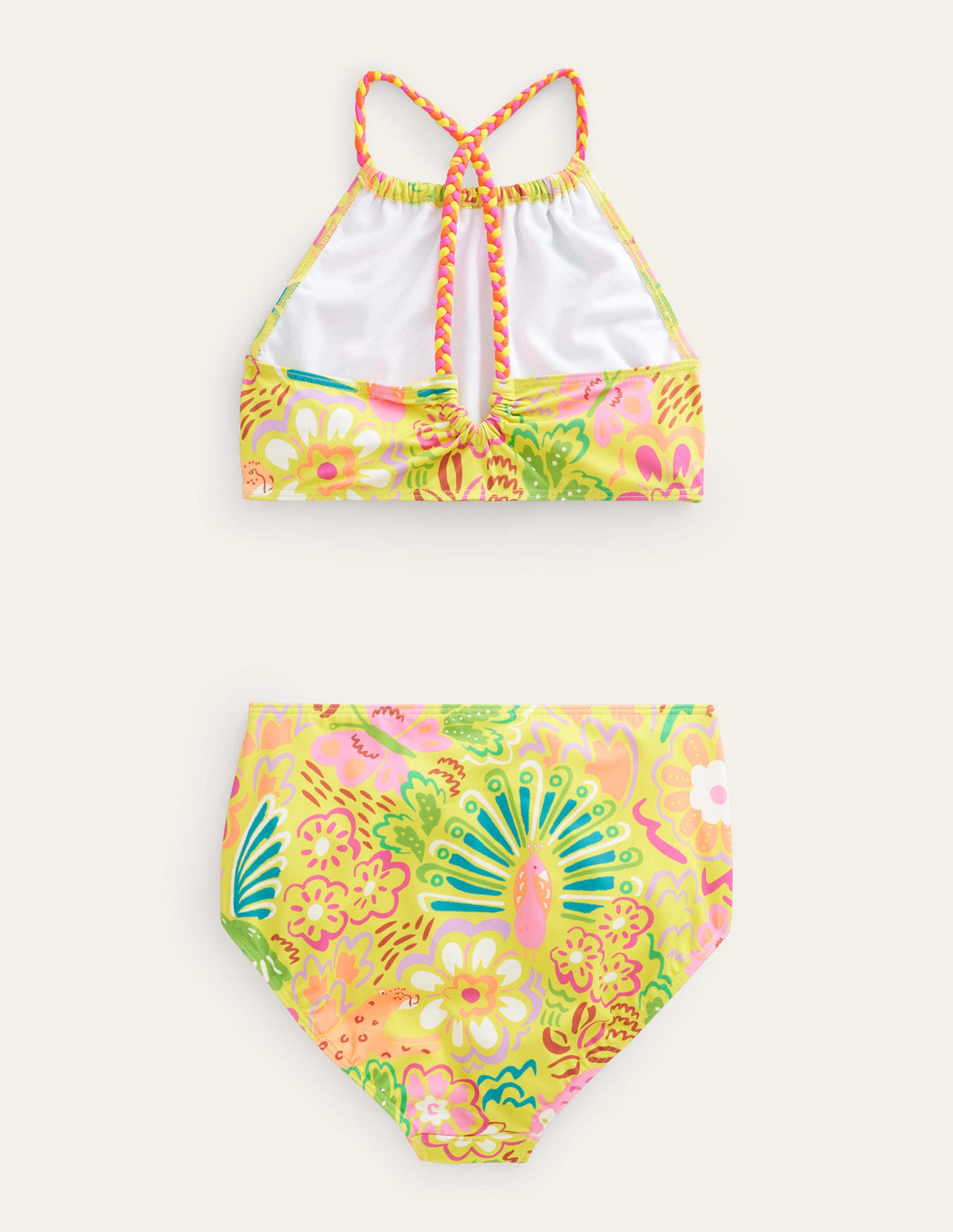 Loop Back Bikini-Ivory, Yellow Floral Animals-2