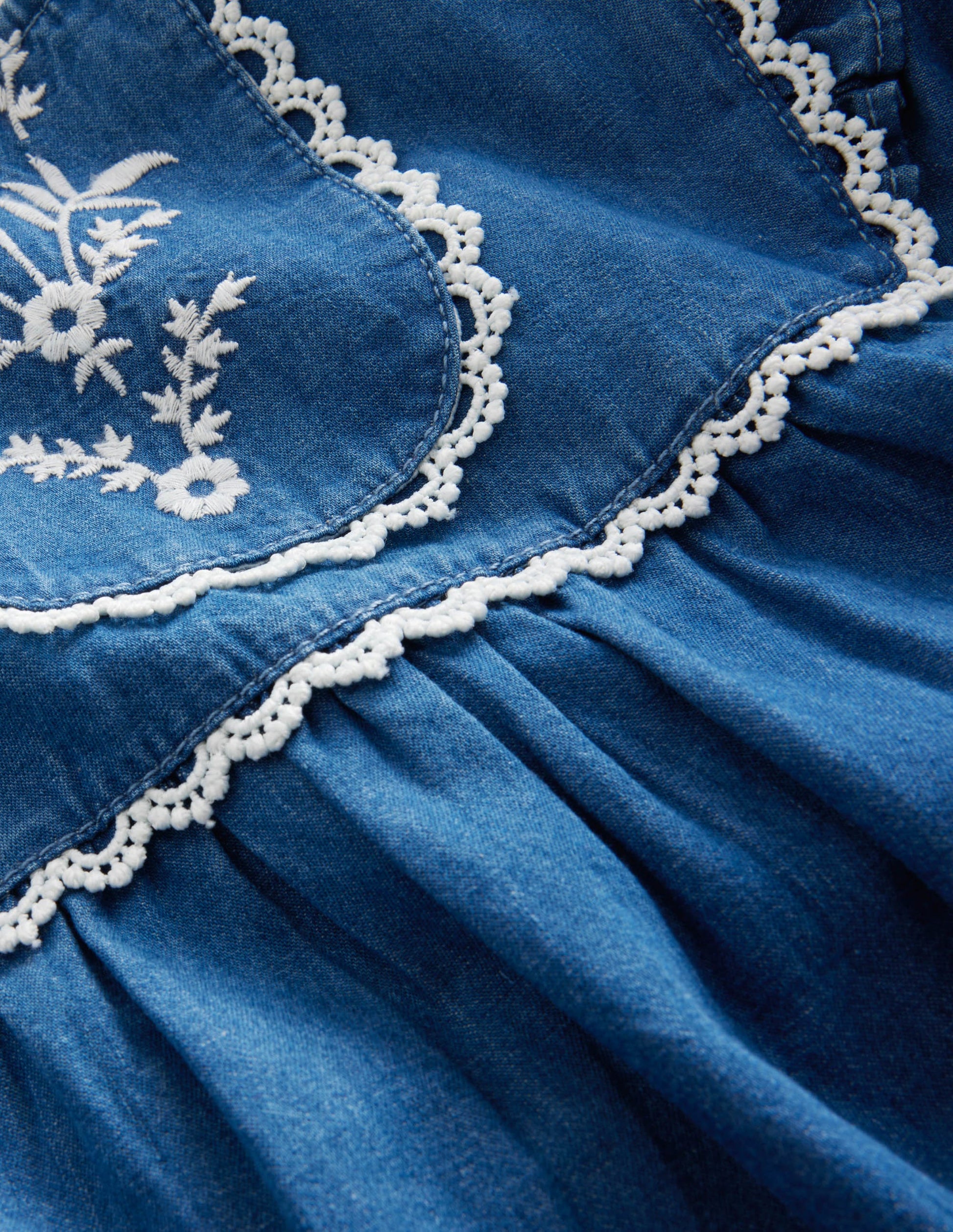 Embroidered Woven Top-Mid Denim-3
