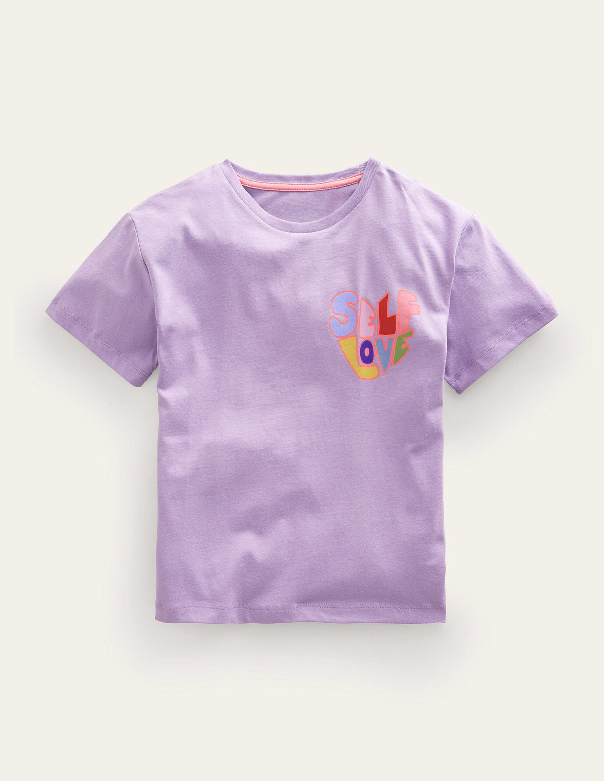 Printed Slogan T-Shirt-Misty Lavender Self Love - Image 1