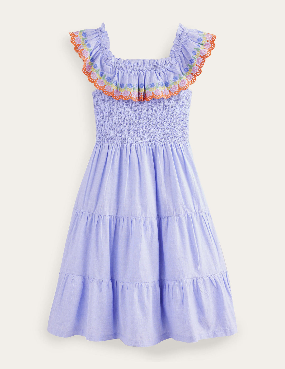 Scalloped Tiered Dress-Chambray Blue - Image 2