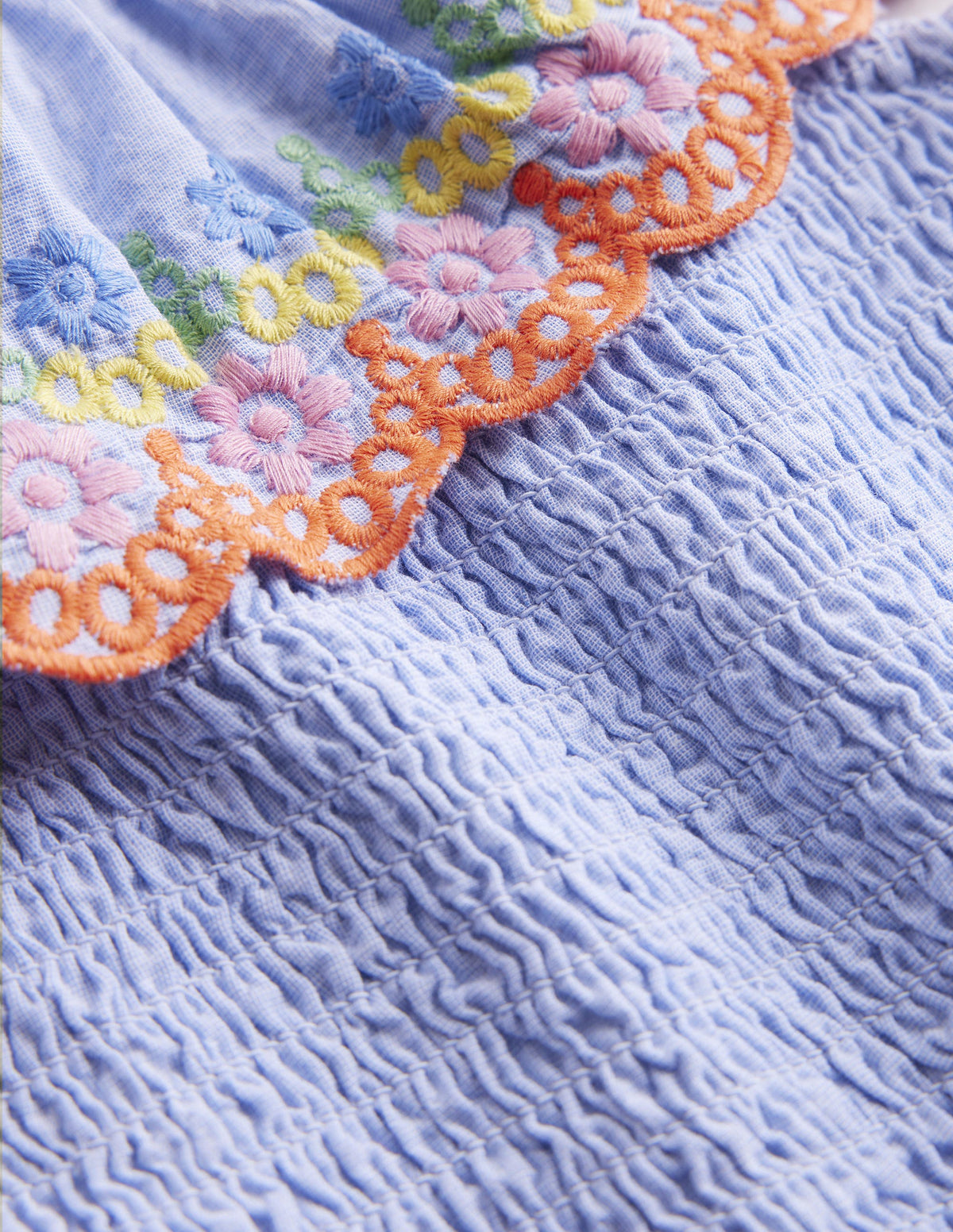 Scalloped Tiered Dress-Chambray Blue - Image 3