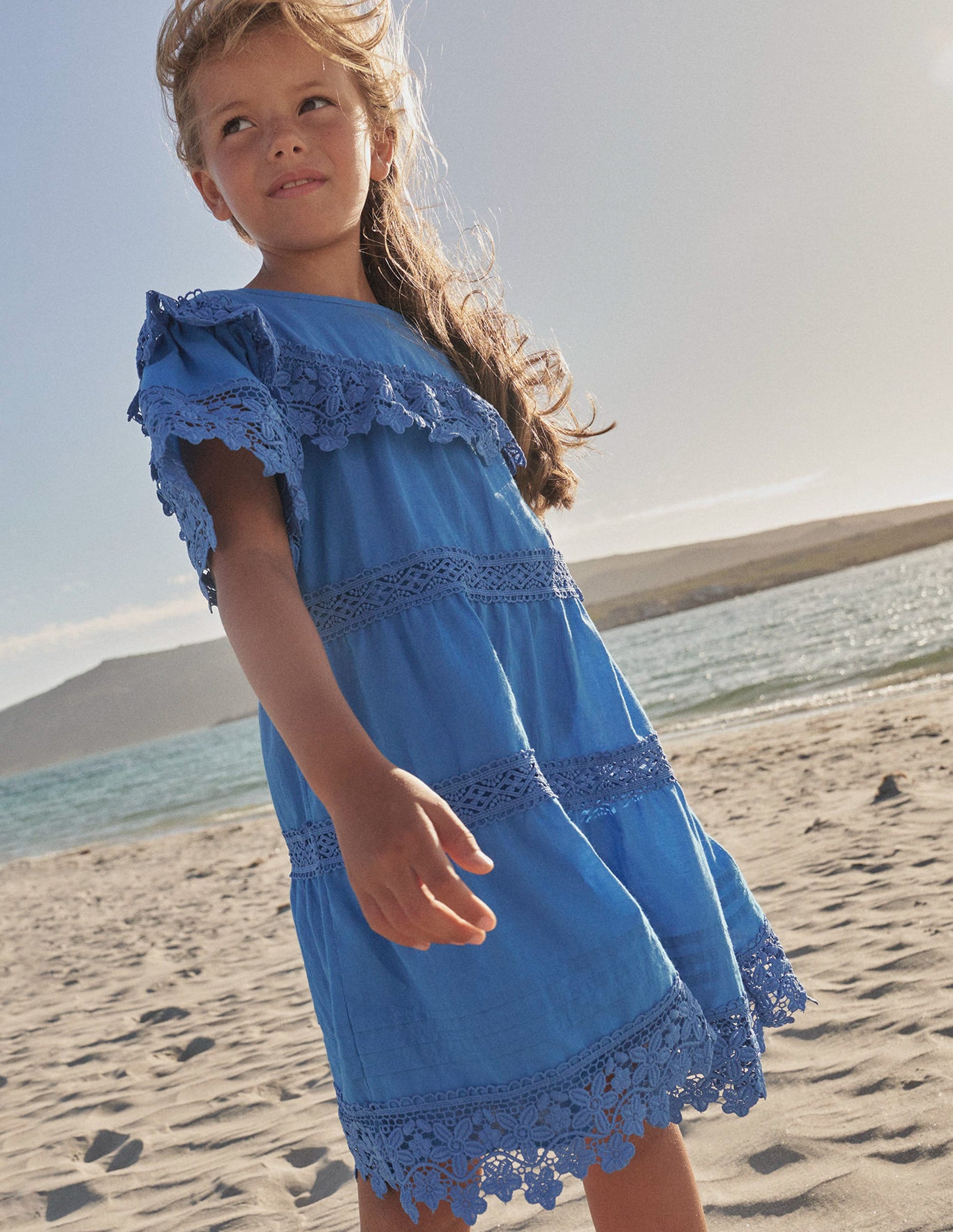 Lace Tiered Dress-Cabana Blue-4
