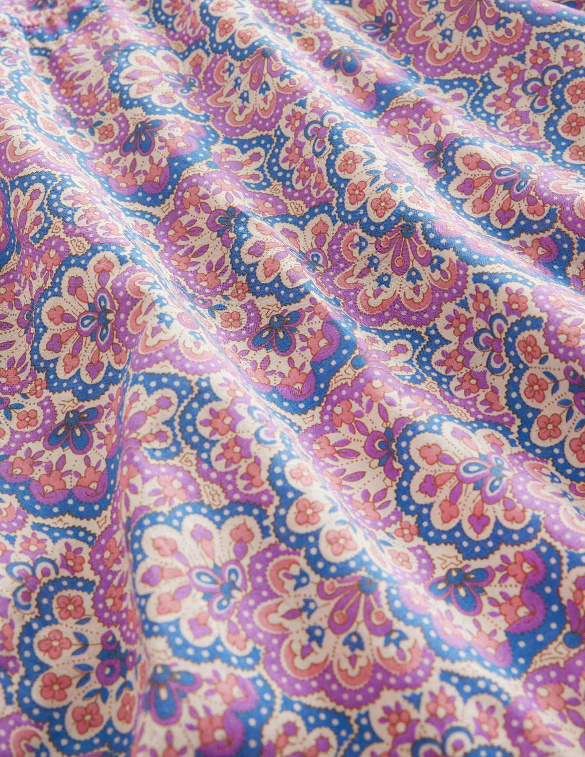 Printed Poncho Kaftan-Lupin and Peach Paisley - Image 3