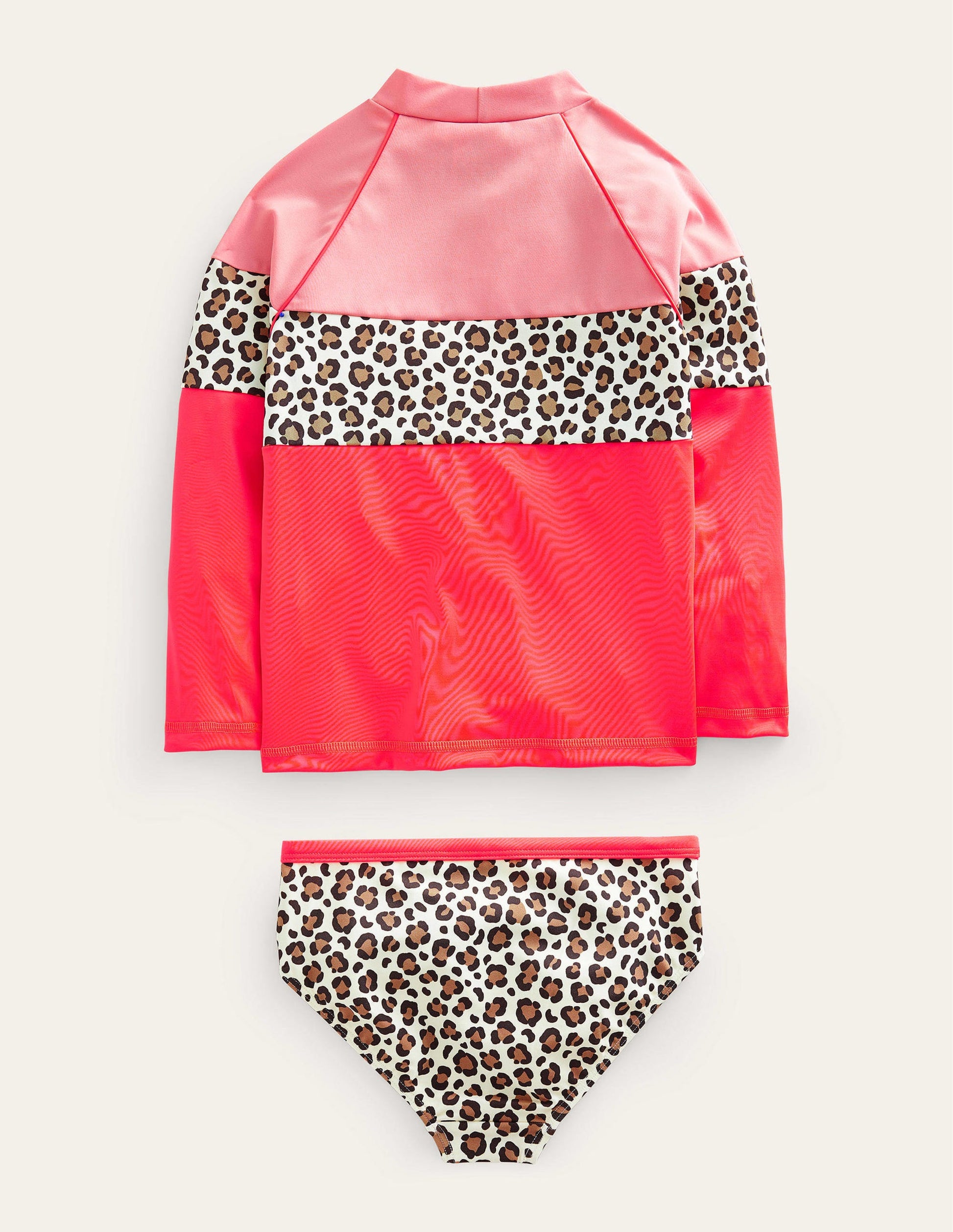 Patterned Rash Guard Set-Soft Truffle Leopard Print-2