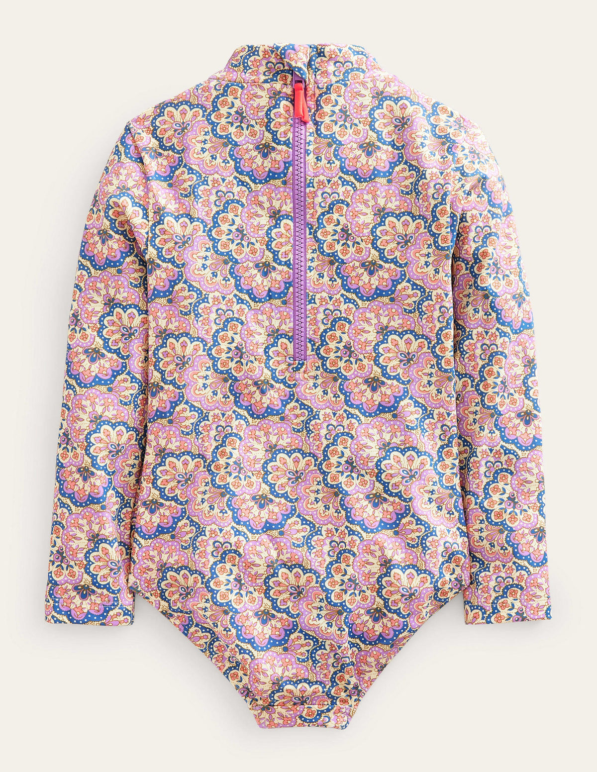 Long Sleeve Trim Swimsuit-Lupin and Peach Sorbet Paisley - Image 2