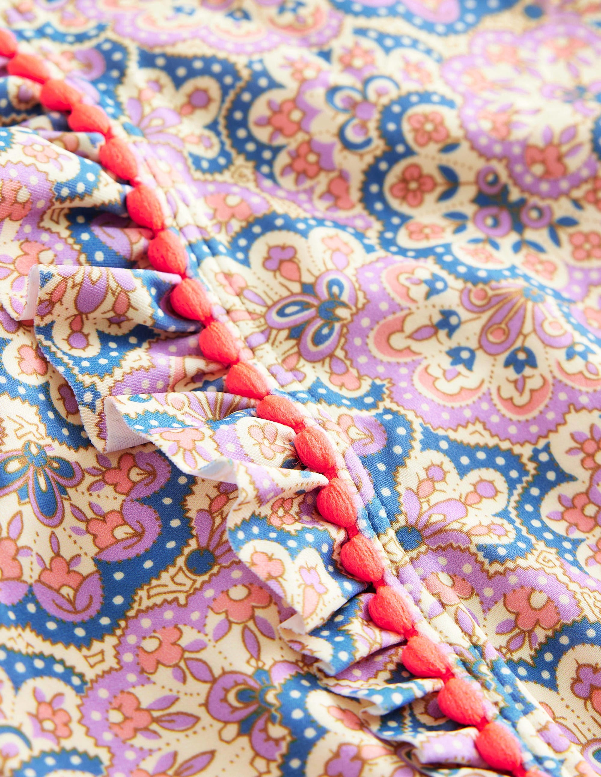 Long Sleeve Trim Swimsuit-Lupin and Peach Sorbet Paisley - Image 3