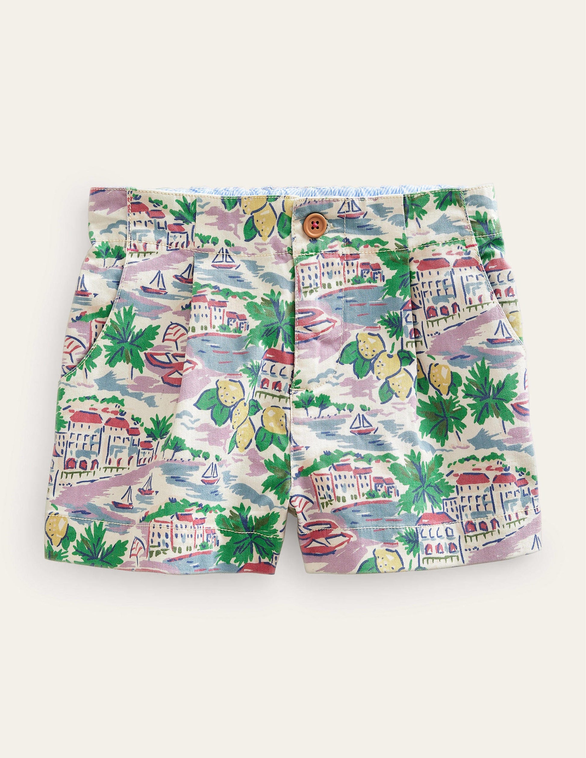 Printed Chino Shorts-Multi Scene Print-1