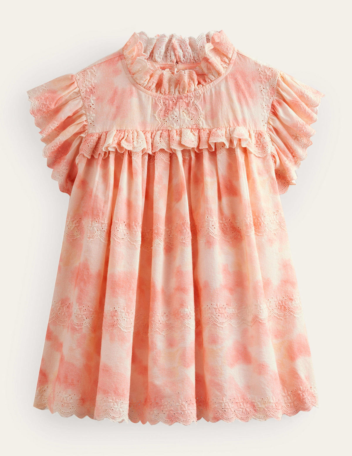 Woven Broderie Top-Pink Tie Dye - Image 1