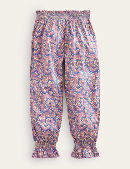 Printed Balloon Leg Pants-Lupin and Peach Paisley-2
