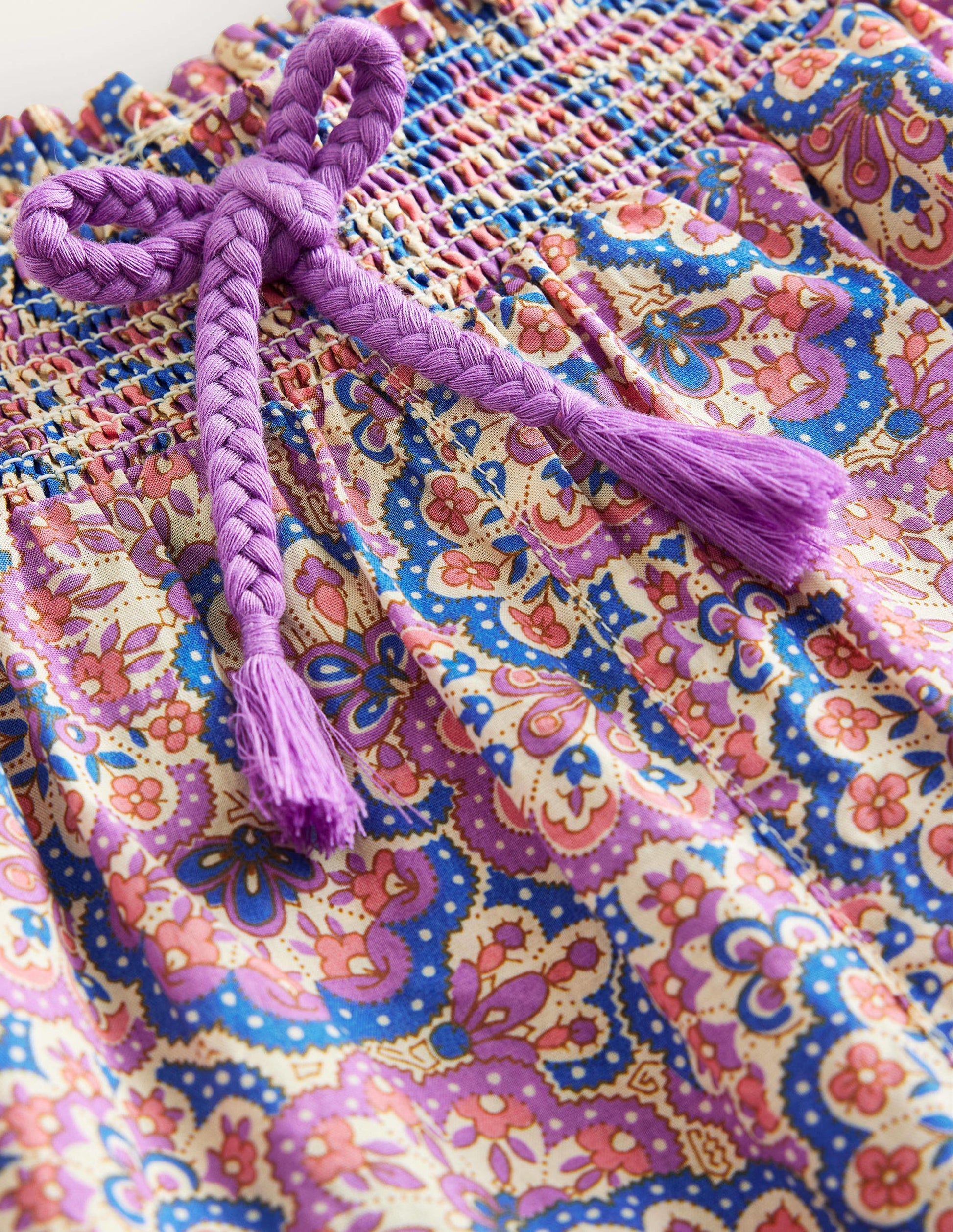 Printed Balloon Leg Pants-Lupin and Peach Paisley-3