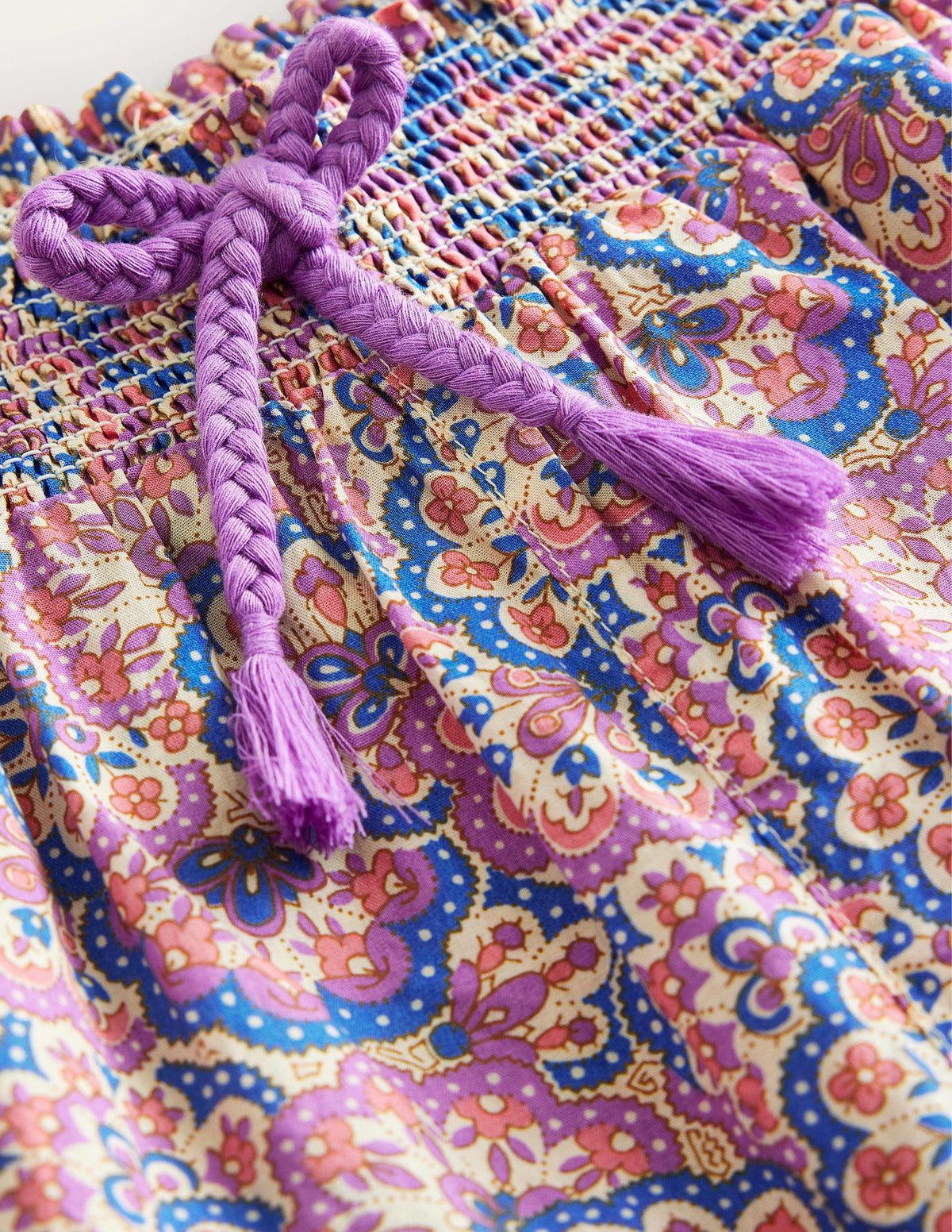 Printed Balloon Leg Pants-Lupin and Peach Paisley - Image 3