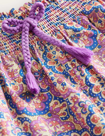 Printed Balloon Leg Pants-Lupin and Peach Paisley-3