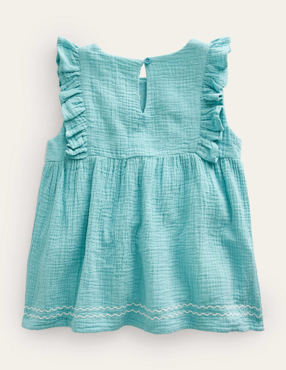 Embroidered Double Cloth Top-Aqua Sea - Image 2