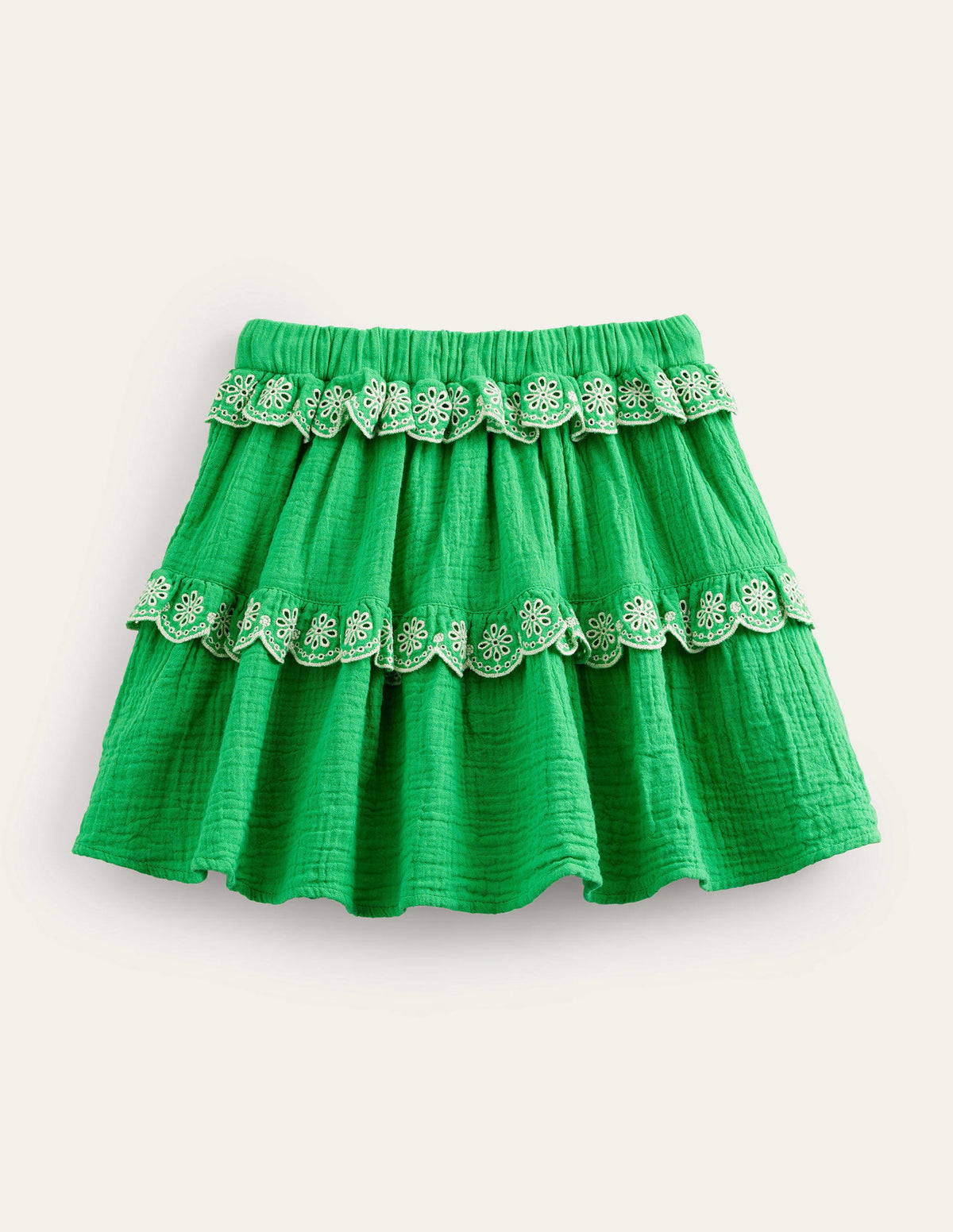 Double Cloth Scallop Skirt-Bright Green-2