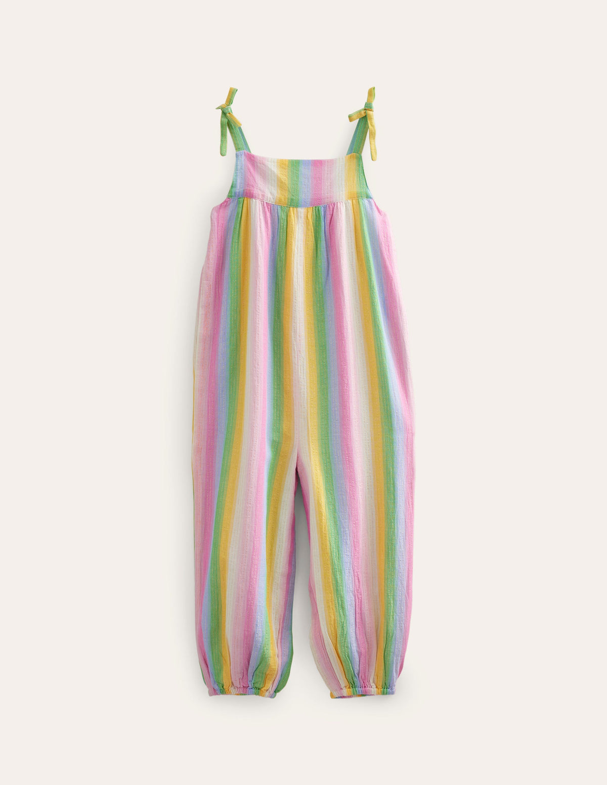 Strappy Woven Jumpsuit-Rainbow Gradient Stripe - Image 1